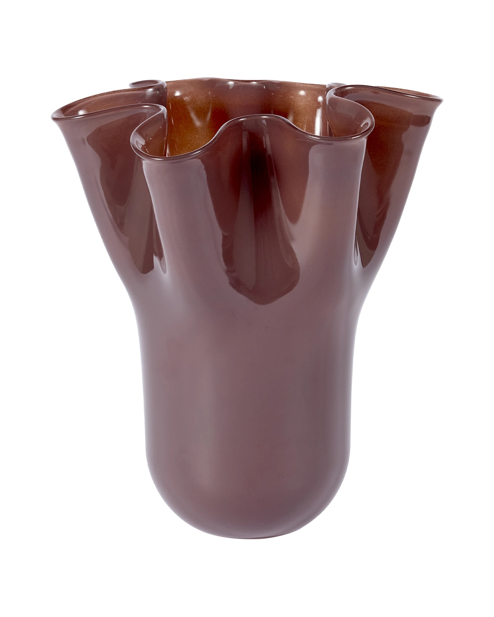 3 Brown Ruffle Glass Vase, 3 of 5