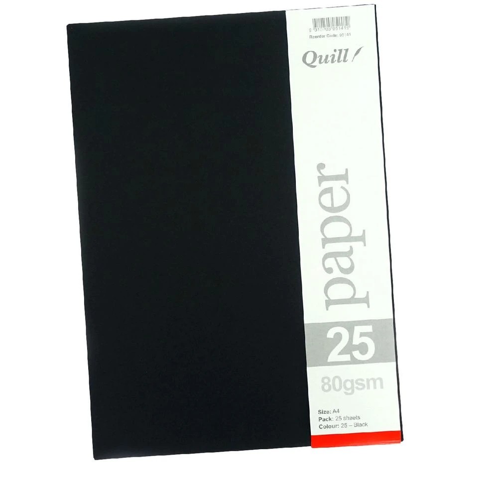 4 Quill A4 80gsm Paper Black 25 Pack, 4 of 4