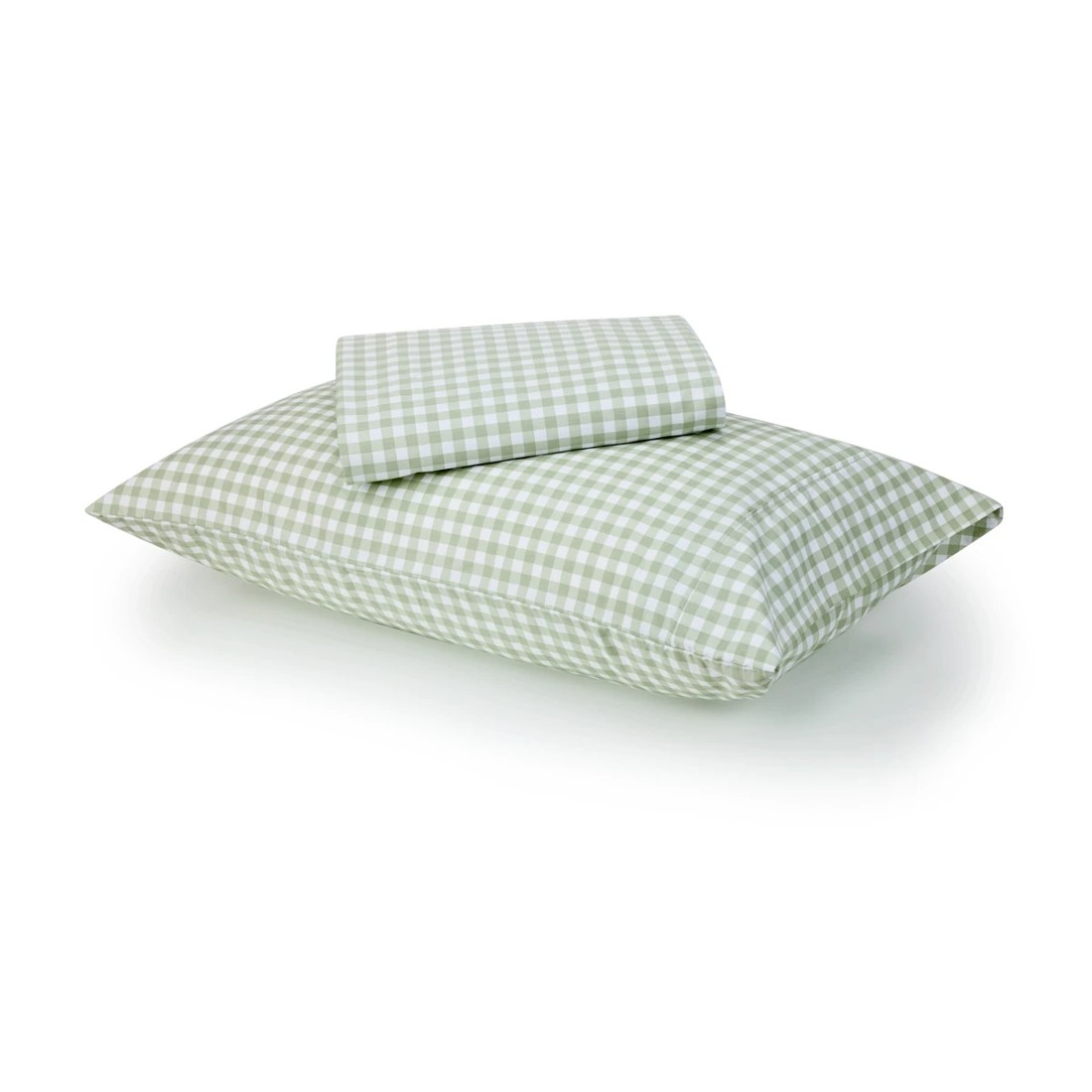 1 250 Thread Count Gingham Cotton Sheet Set - Single Bed, Sage, 1 of 7
