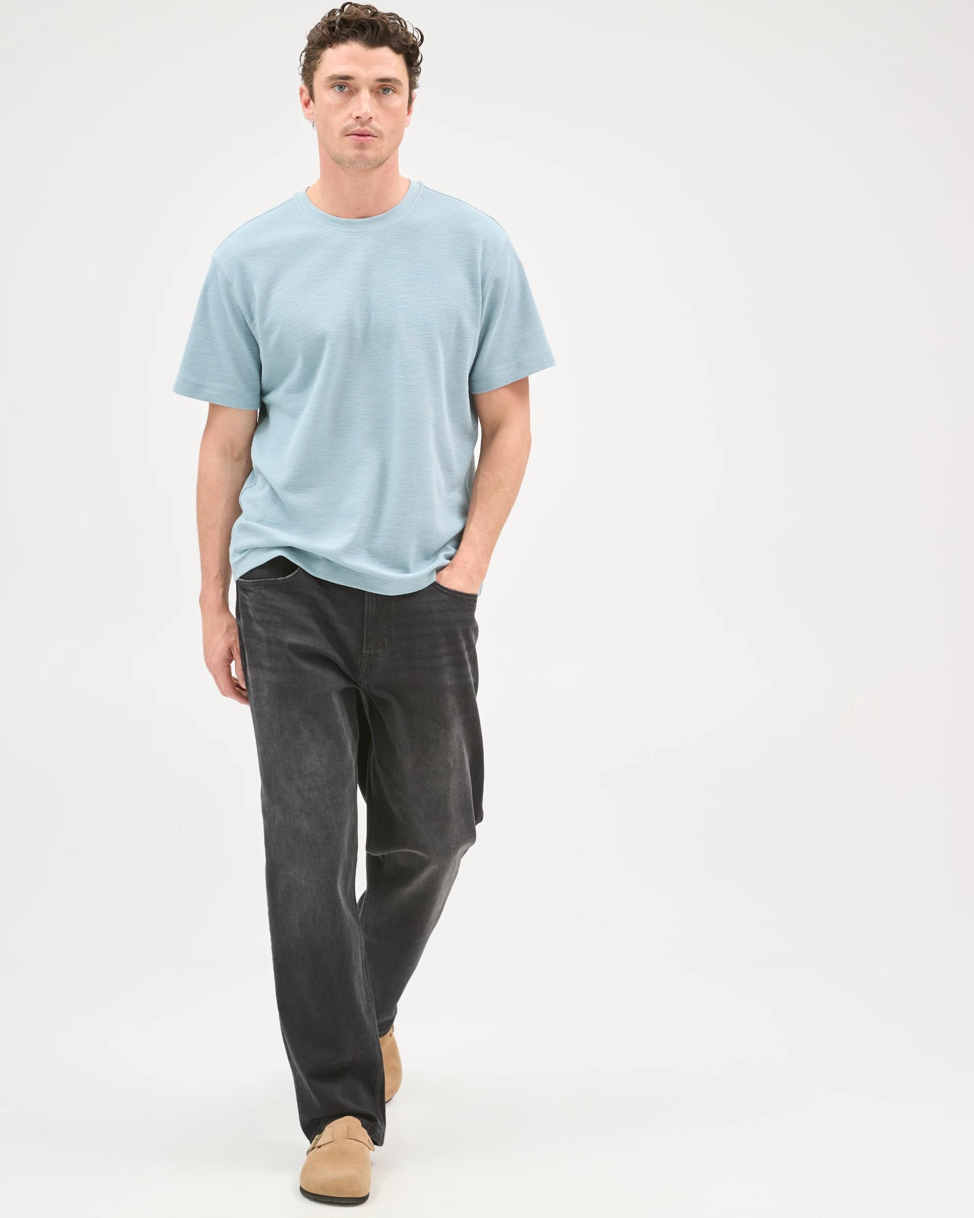 2 Target Man Australian Cotton Fashion Textured T-Shirt ARONA BLUE, 2 of 7