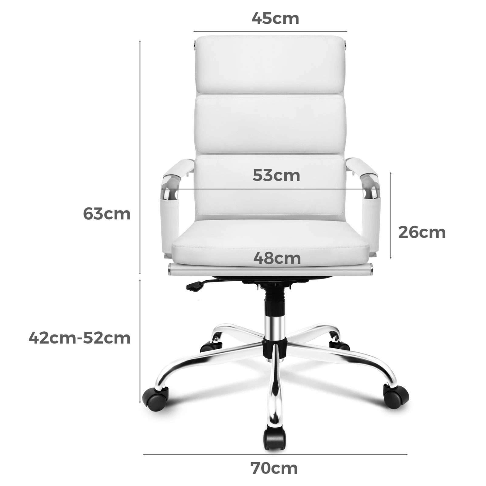 7 Alfordson Office Chair Ergonomic Paddings Executive Computer Work Seat High Back - White, 7 of 10
