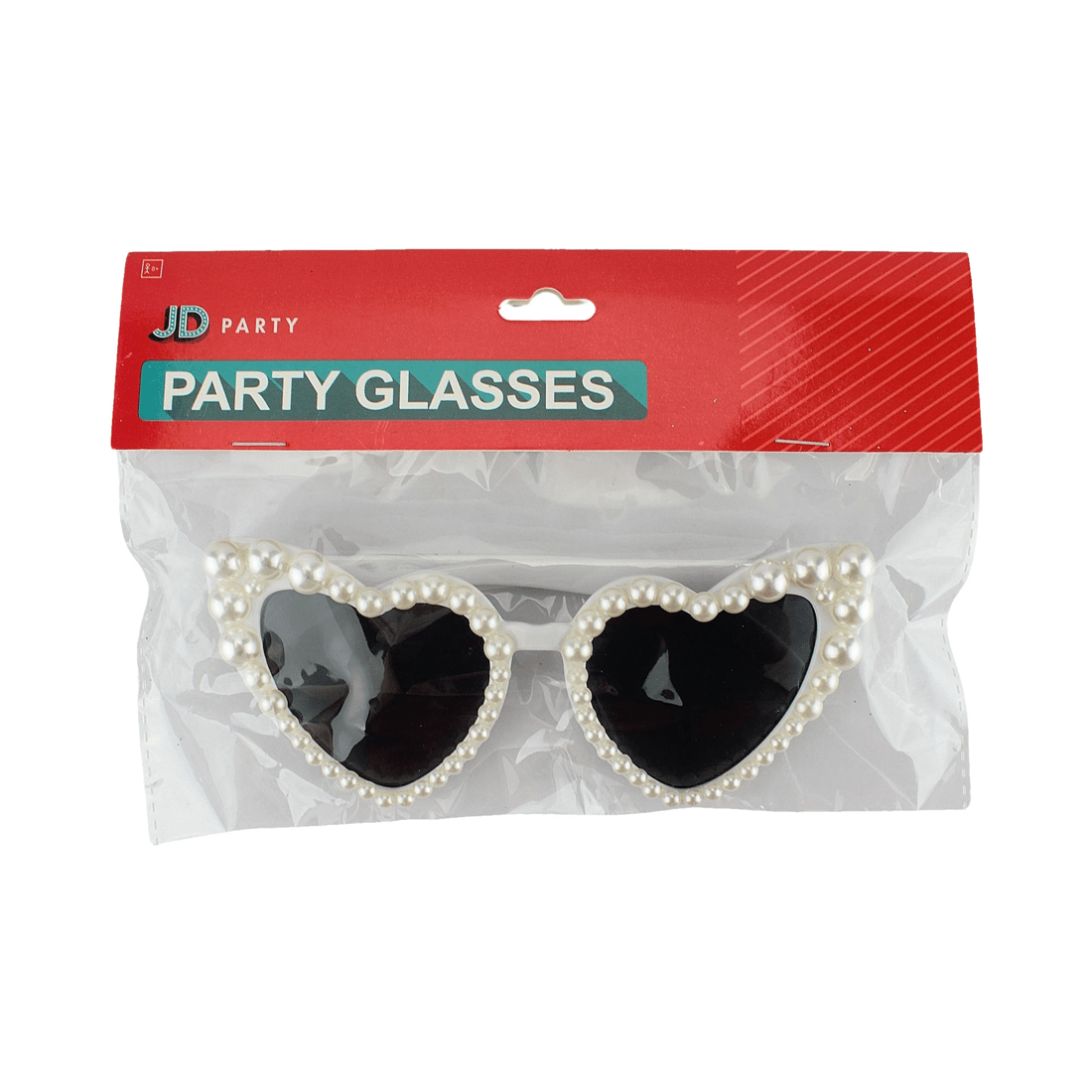 3 JD Party White Pearl Heart Party Glasses, 3 of 3