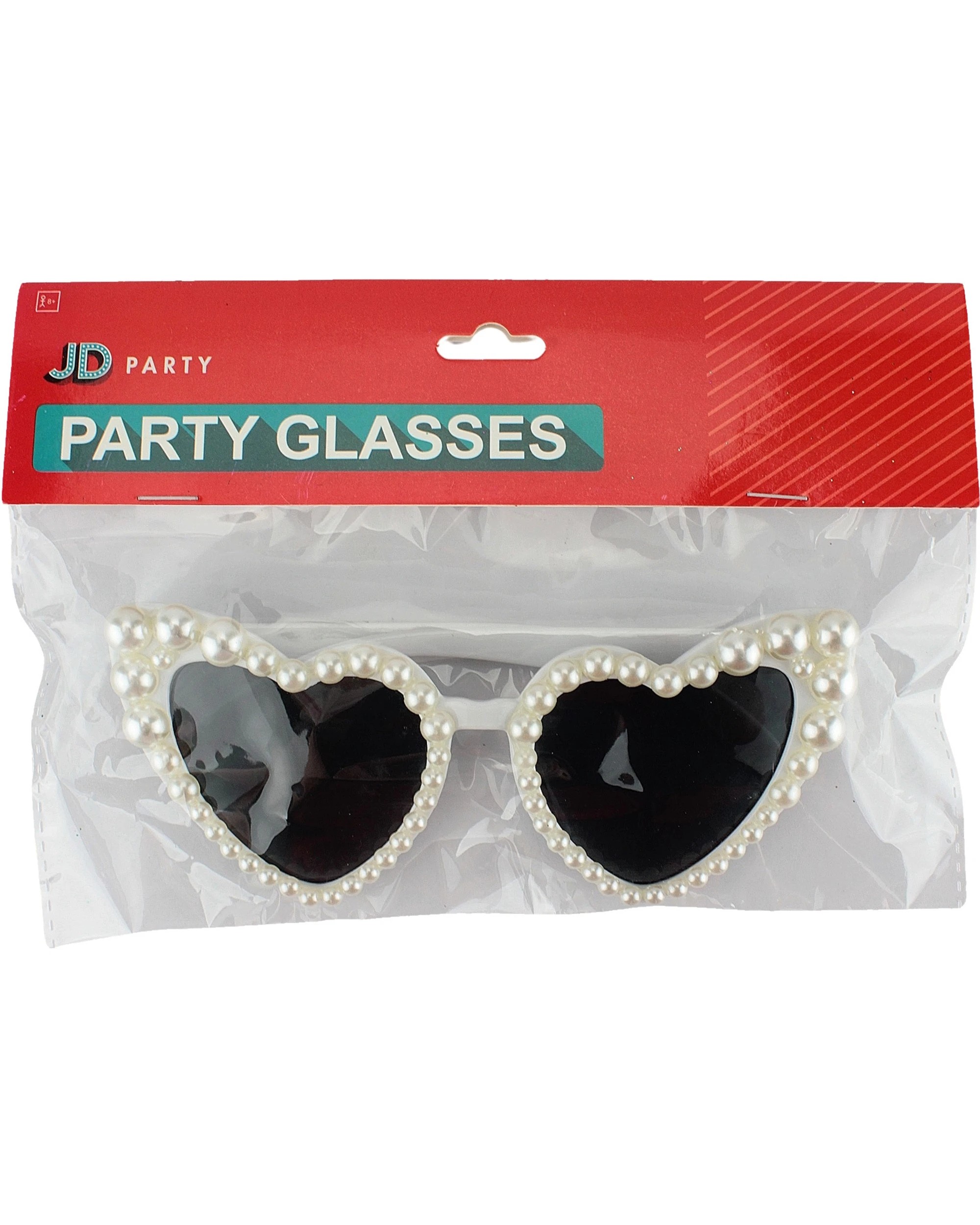 3 Partyrama White Pearl Heart Party Glasses - White, 3 of 3