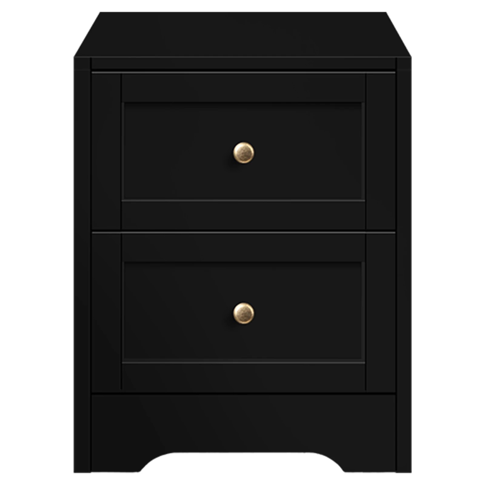 6 Alfordson 2x Bedside Table 2 Drawers Hamptons Nightstand - Black, 6 of 9