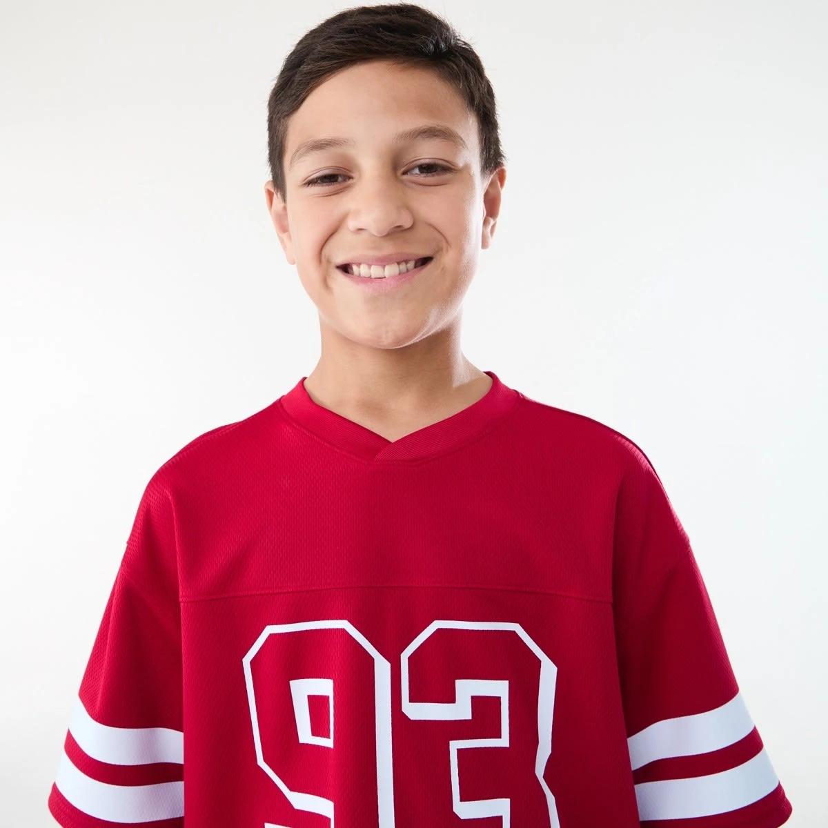 3 Short Sleeve Oversized Mesh T-shirt JERSEY 93 URBAN MID RED, 3 of 8