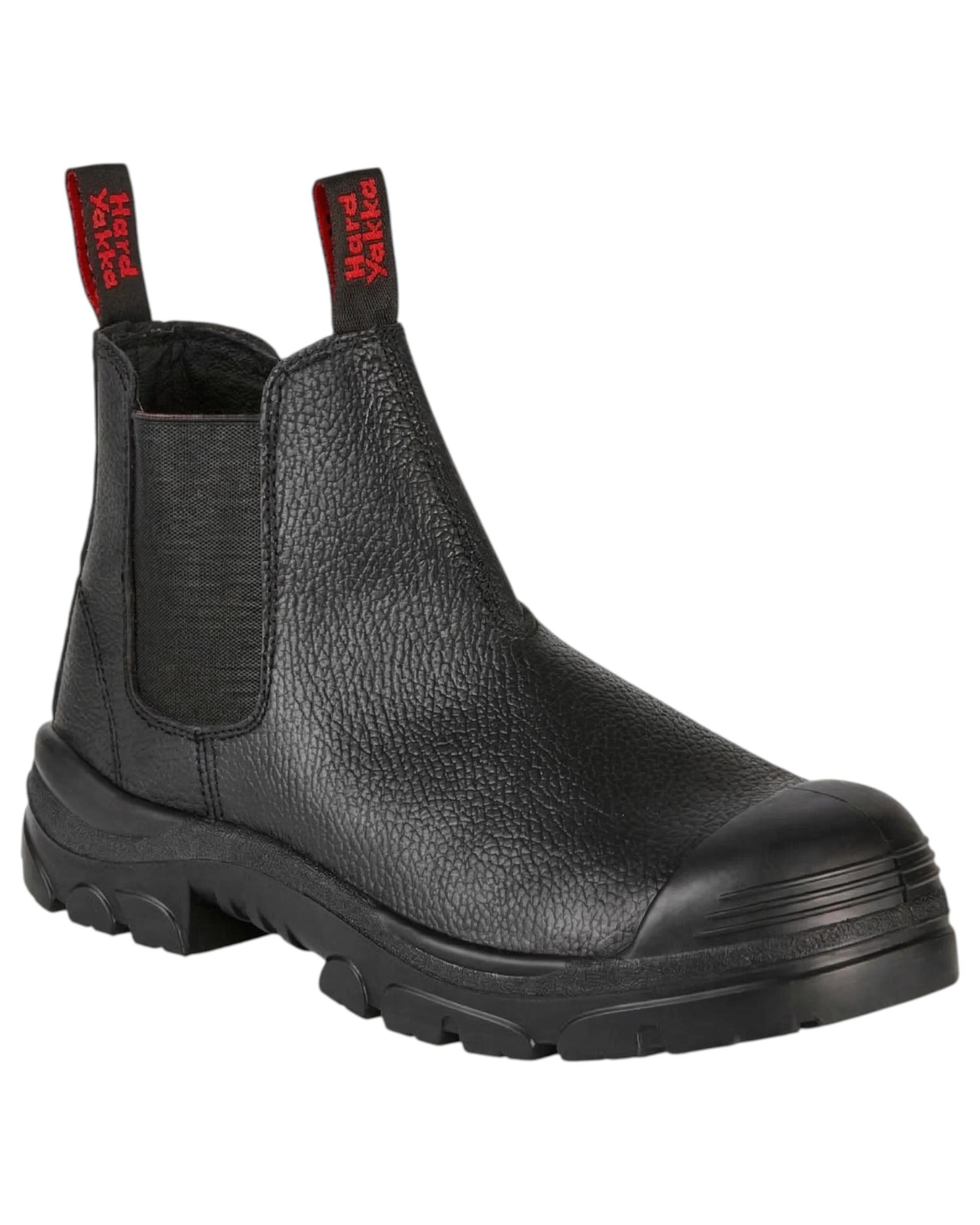 6 Hard Yakka Mens Grit Pull On Steel Toe Safety Black Boot BLACK, 6 of 6