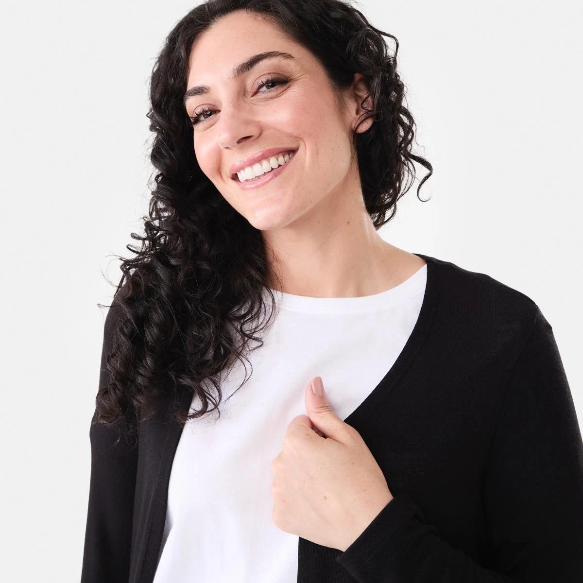 4 Long Sleeve Cardigan Black, 4 of 5