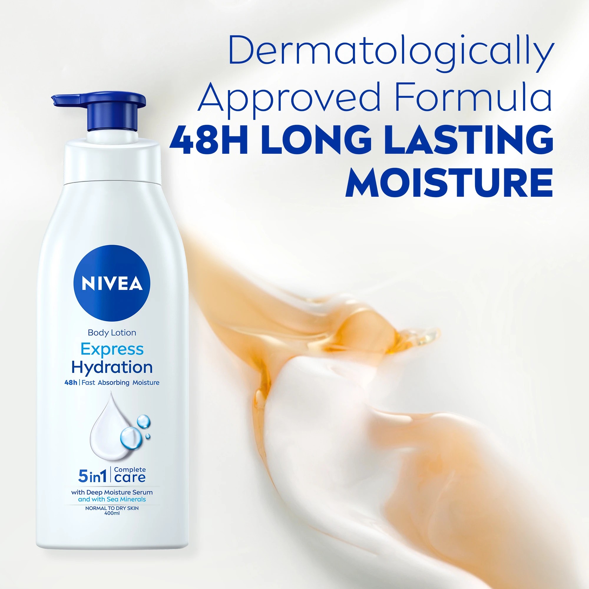 3 Nivea Express Hydration Body Lotion 400ml - Deep Moisture Serum and Sea Minerals, 3 of 9
