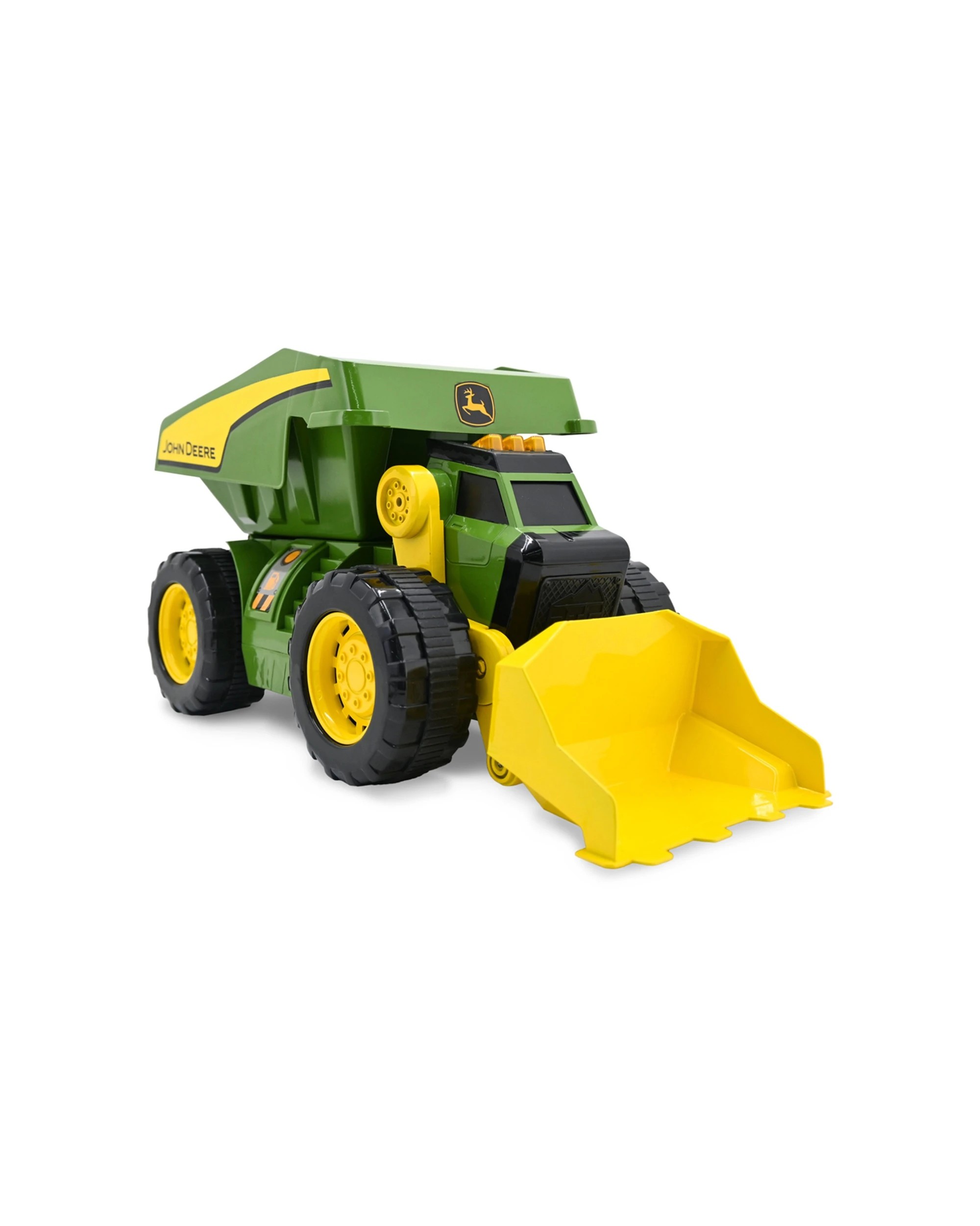 5 JOHN DEERE 2-N-1 Dig Rig Dump Truck And Loader Kids Toy With Motorized Drive Lights Sounds - Green, 5 of 5