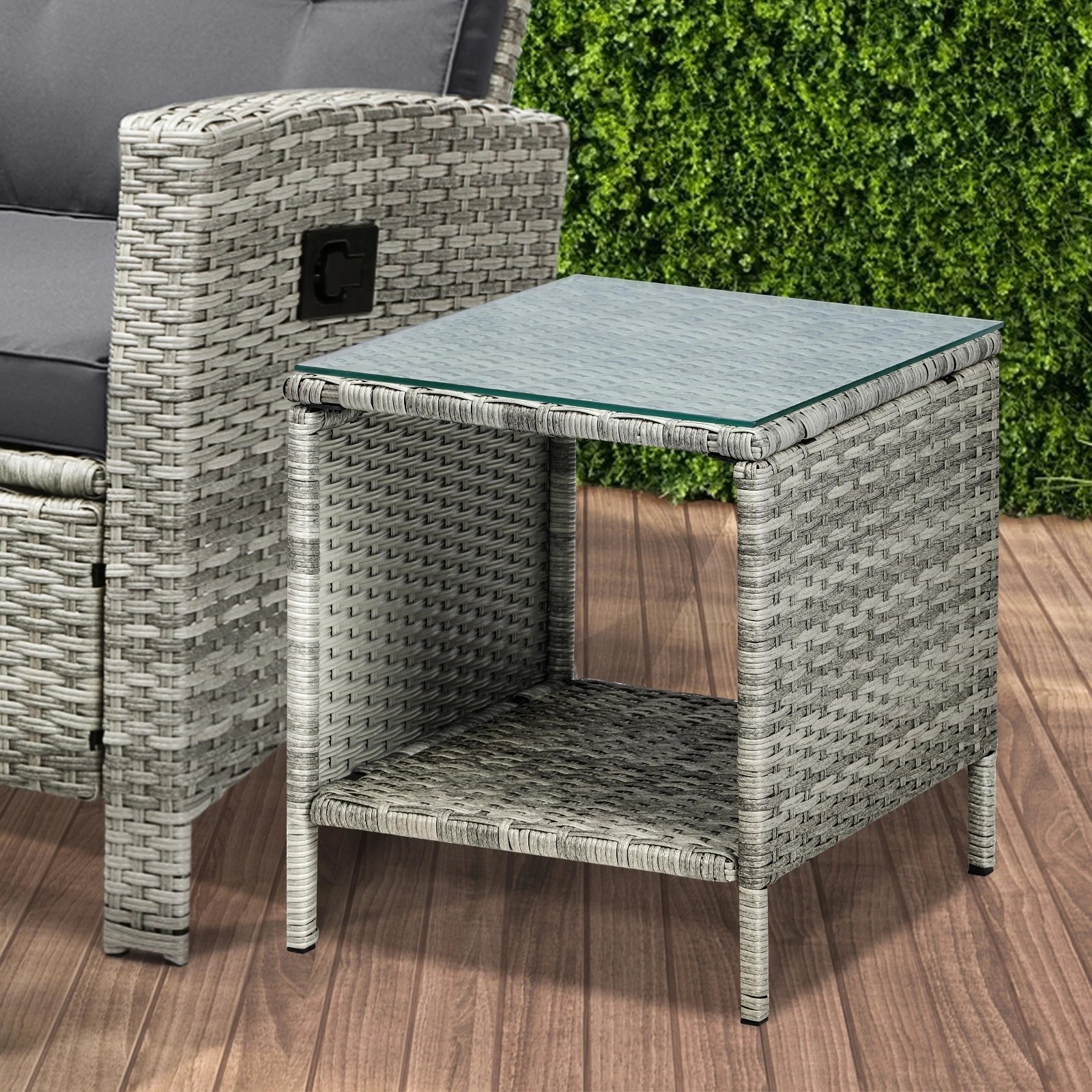 4 Livsip Recliner Chair Outdoor Sun Lounge Setting Wicker Sofa Patio Furniture 3pc
 - Grey, 4 of 10