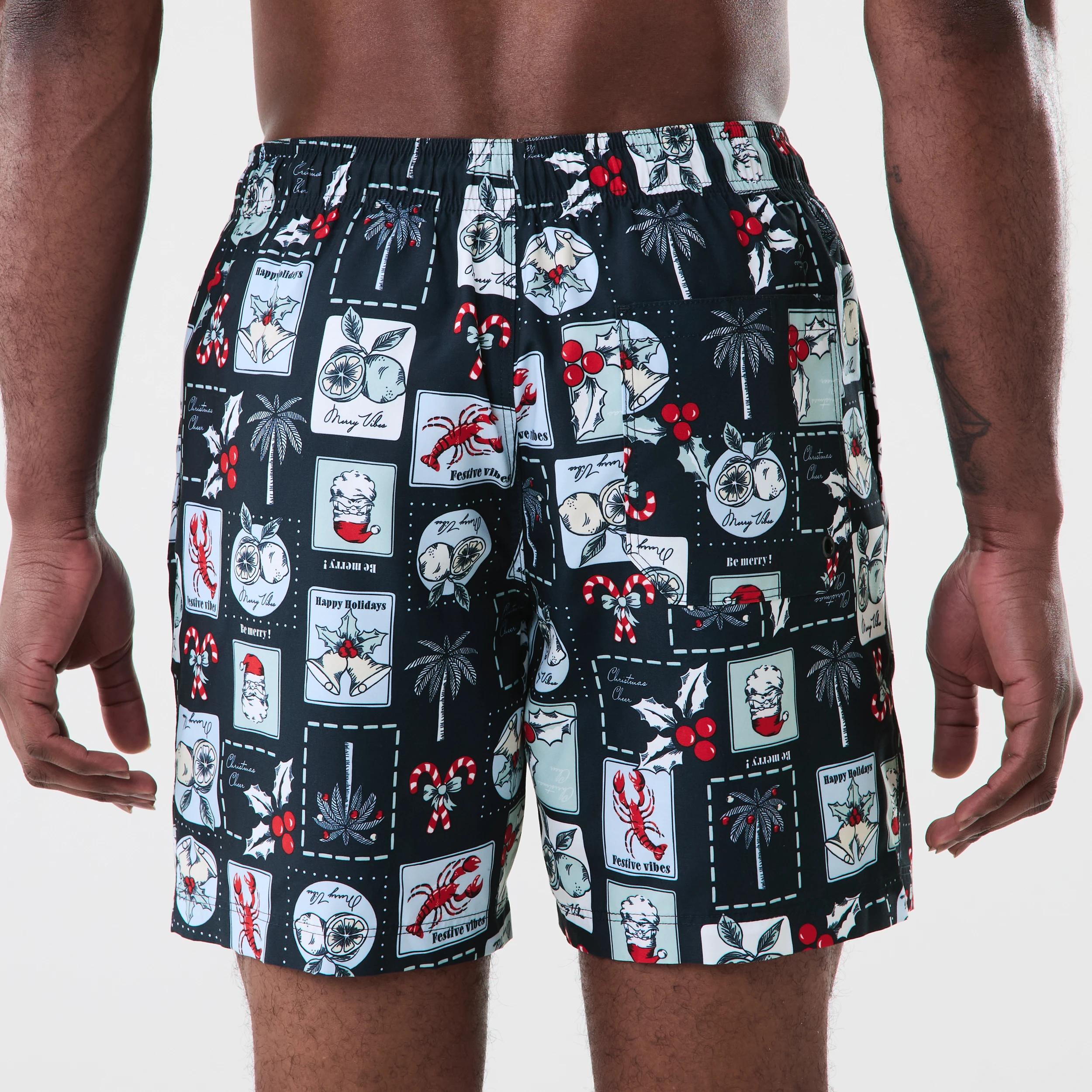 3 Regular Christmas Print Boardshorts Blu Xmasvc, 3 of 7