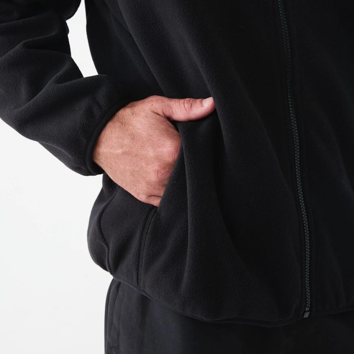 7 Active Mens Polar Fleece Full Zip Hoodie Black, 7 of 7