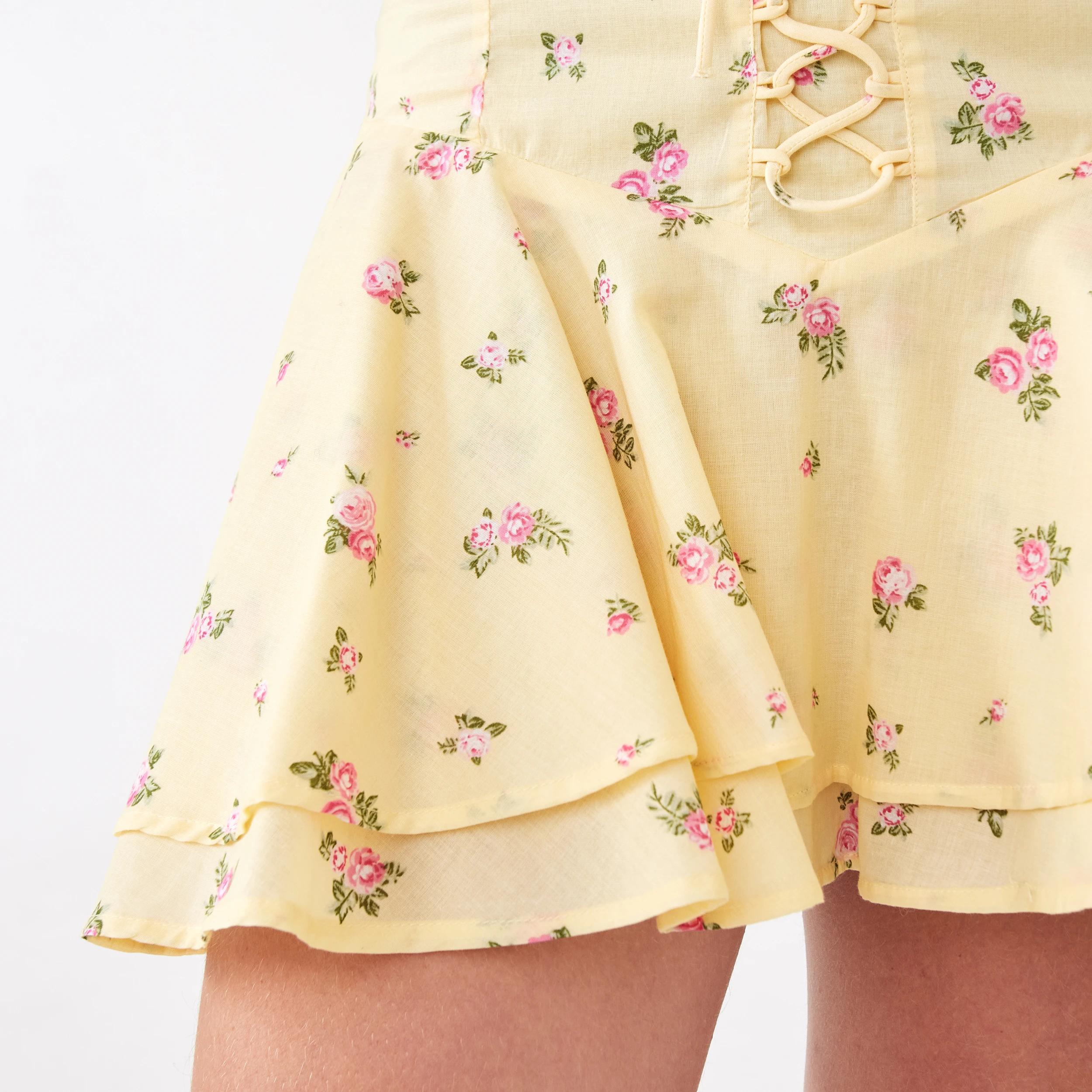 8 Boho Ruffle Mini Skirt Yellow Flw, 8 of 10