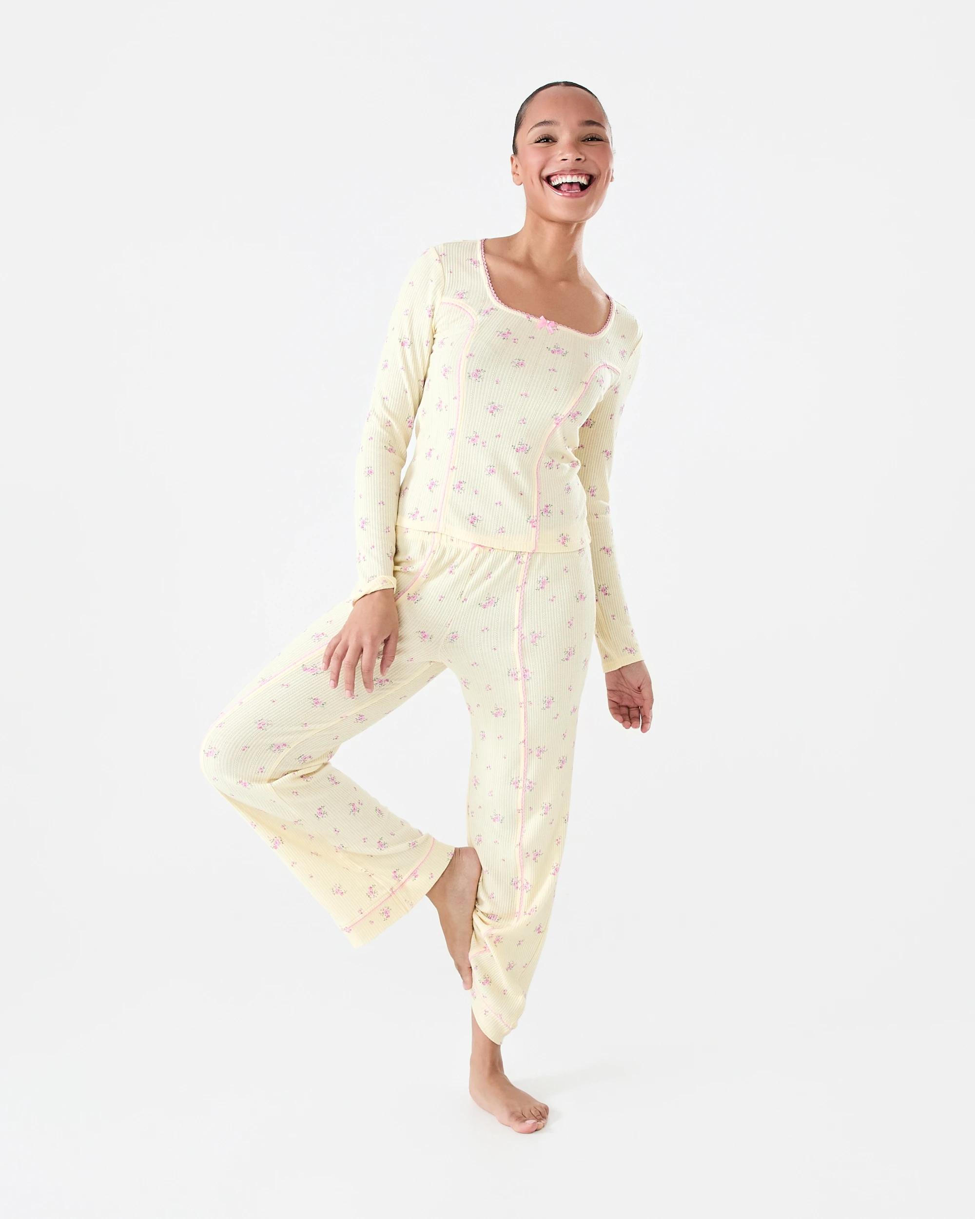 4 Long Sleeve Pointelle Rib Top Wild Rose, 4 of 6