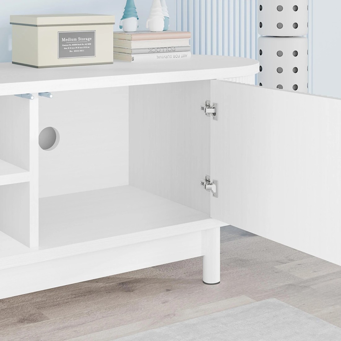 3 Alfordson TV Cabinet Entertainment Unit Stand 160cm Storage Shelf - White, 3 of 10