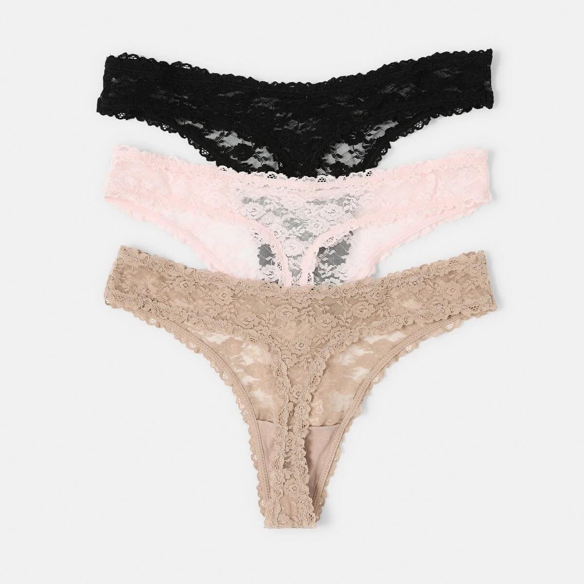 2 3 Pack Lace Rosette G-String Briefs Bm Pc Bk, 2 of 9