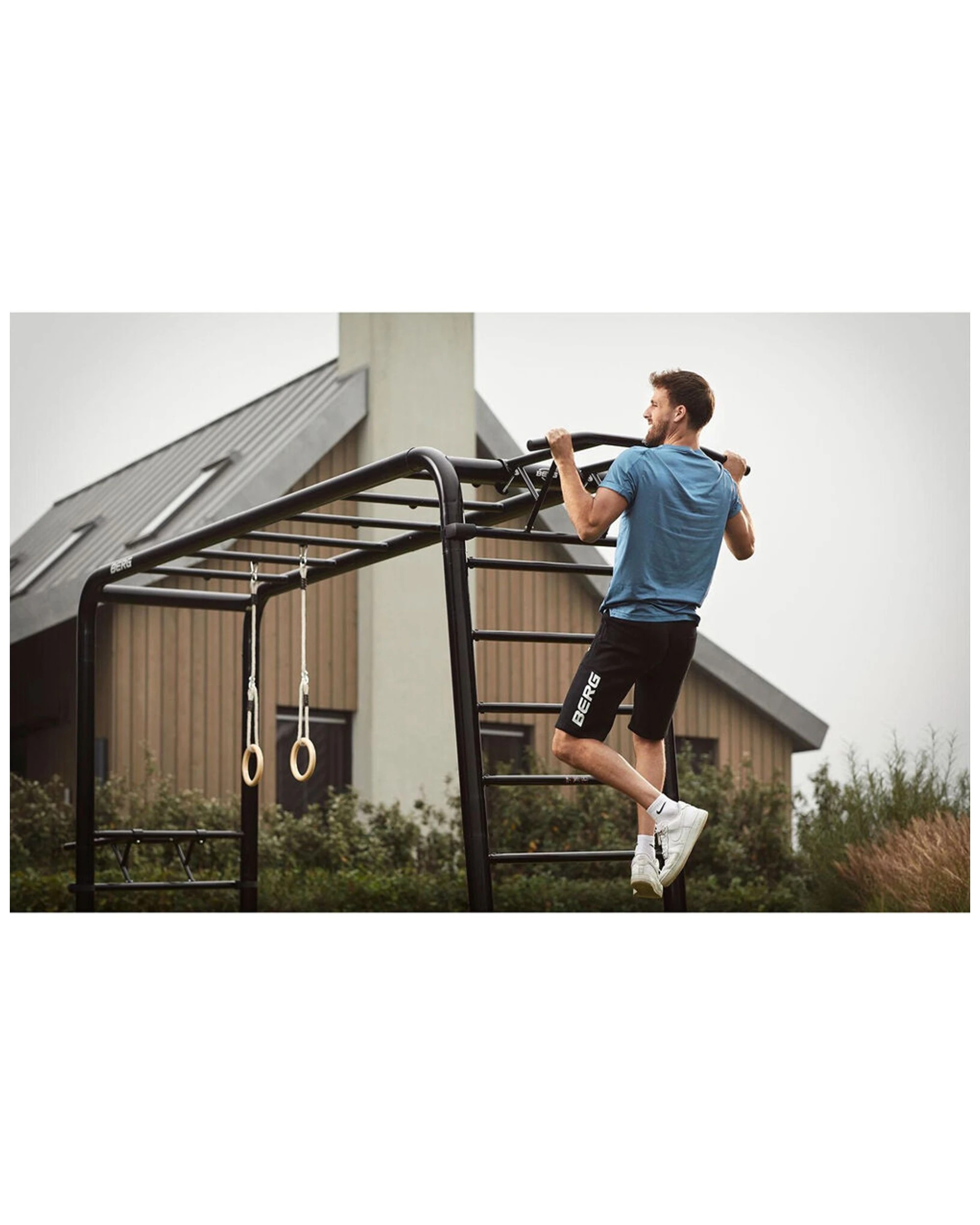 3 BERG Playbase Tubular Steel Heavy Duty Pull Up Fitness Bar 101x72cm Home Gym - Black, 3 of 4