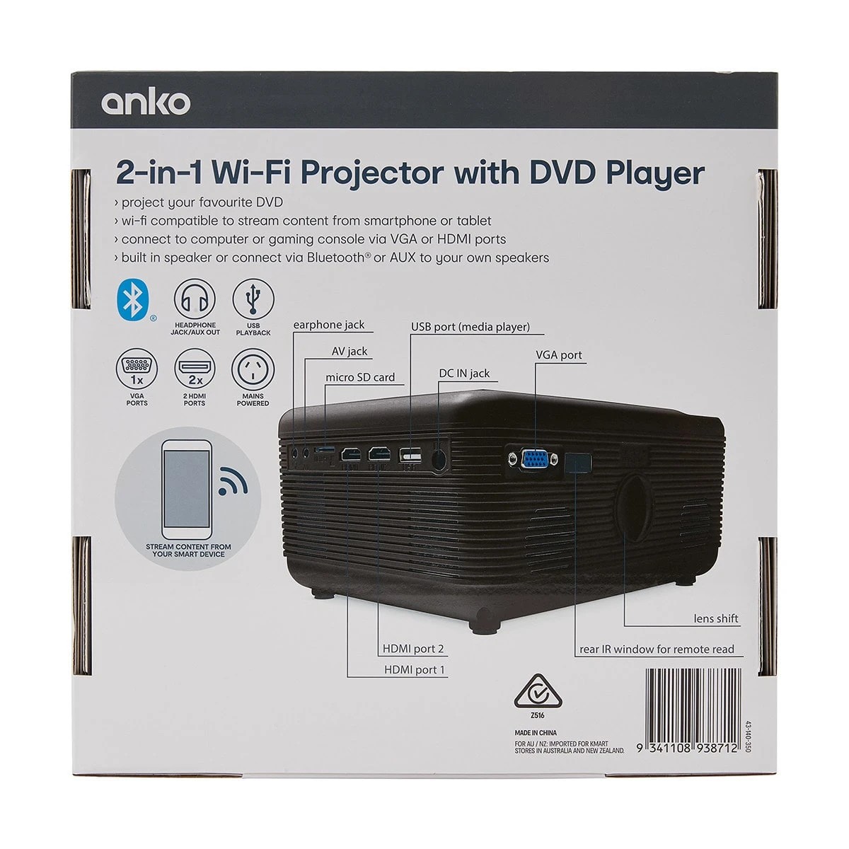10 2-in-1 Wi-Fi Projector with DVD Player, 10 of 10
