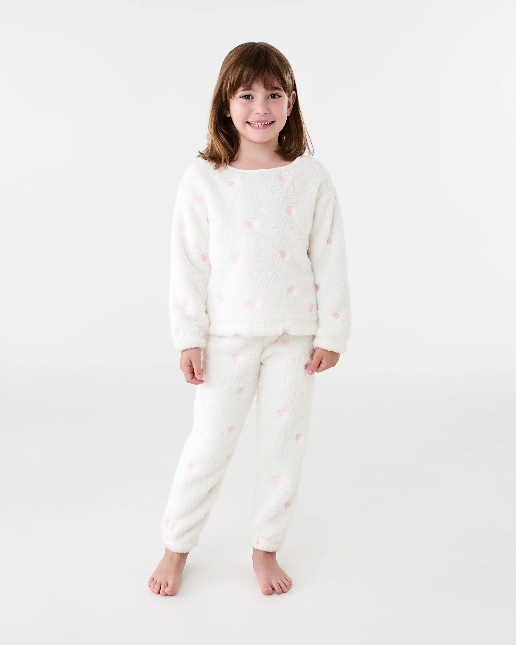 1 Embroidery Fluffy Pyjama Set Pnk Heart, 1 of 7