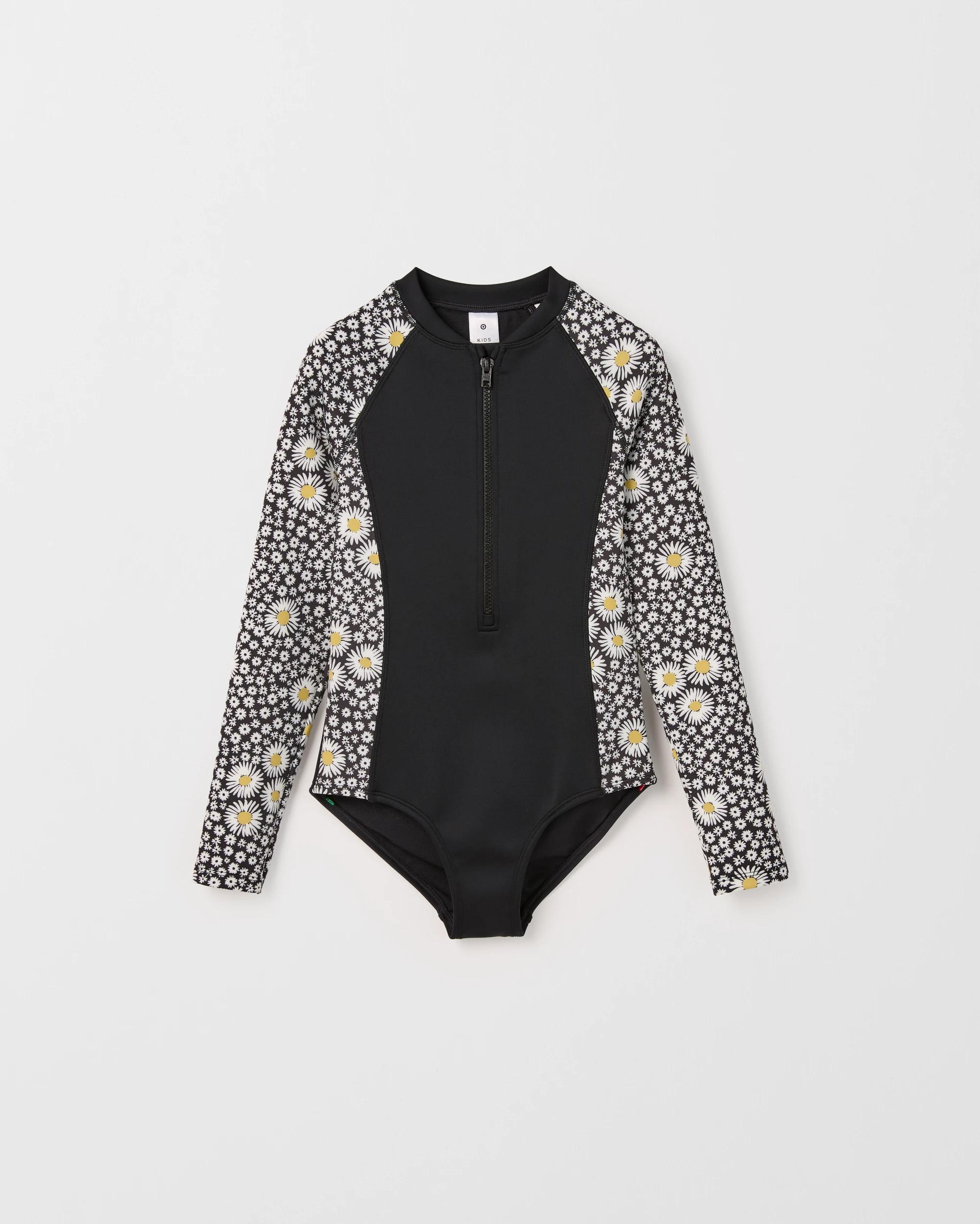1 Target Kids Long Sleeve Swim Surfsuit DAISY SPLICE BLACK, 1 of 2