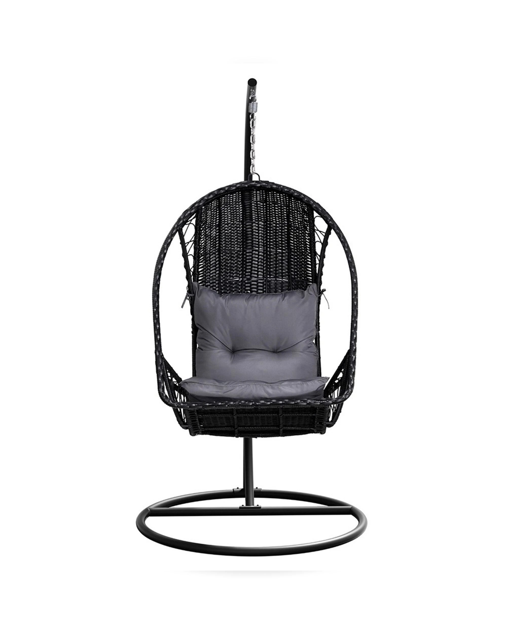 3 Gardeon Outdoor Egg Swing Chair Wicker Furniture Pod Stand Armrest - Black, 3 of 7