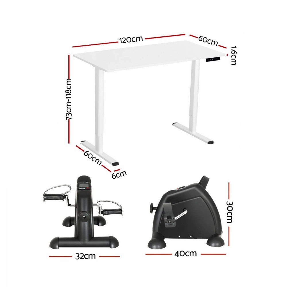 2 Artiss 120cm Electric Standing Desk with Mini Peal Exercise Bike Home Office - Multi, 2 of 6