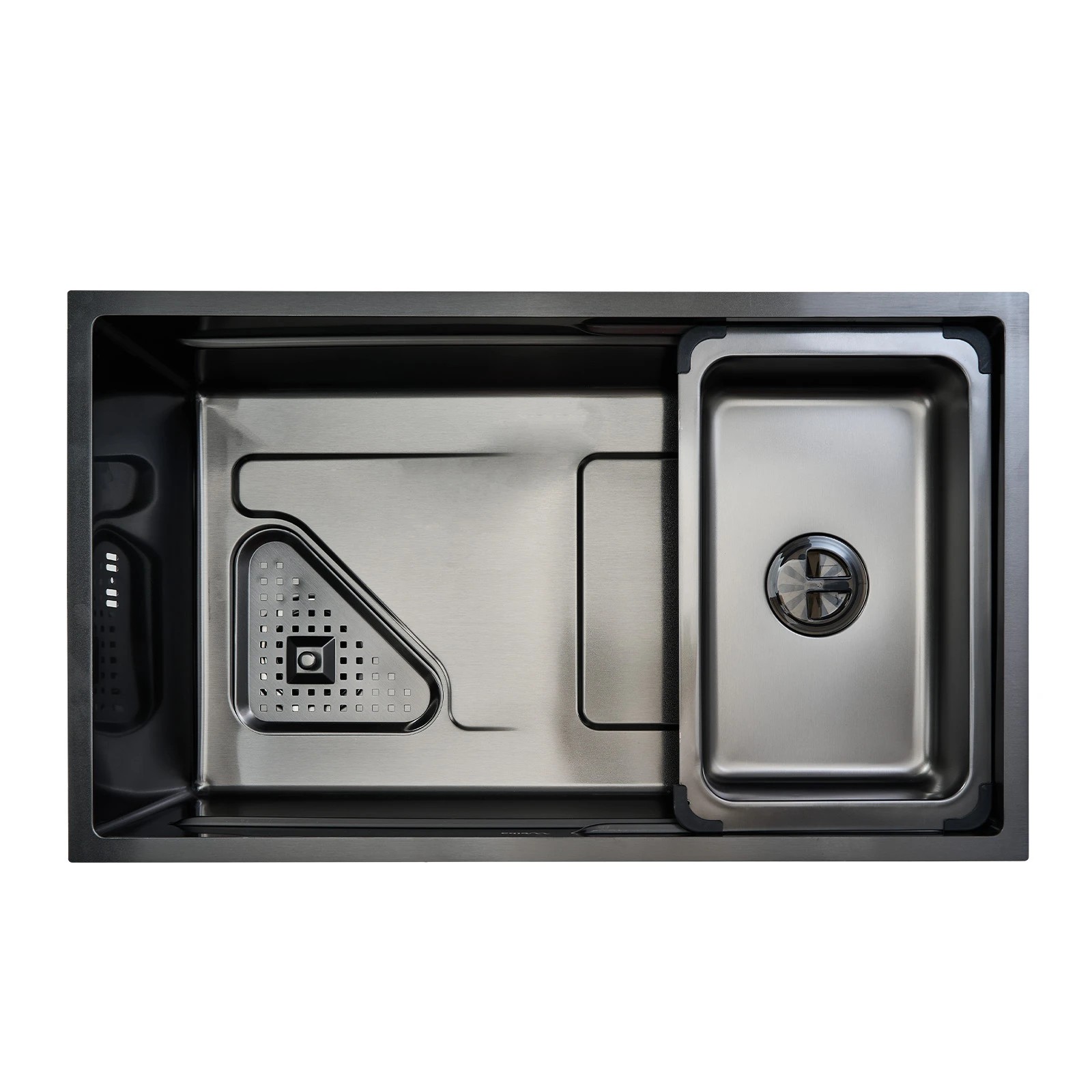 2 Welba Kitchen Sink 75X45CM Stainless Steel Single Bowl Basin With Waste - Black, 2 of 4