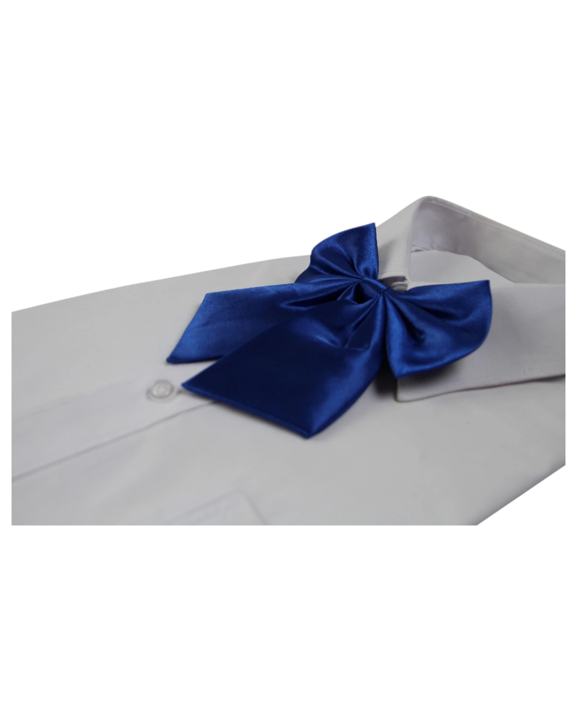 3 Zasel Womens Plain Shirt Collar Bow Tie - Blue, 3 of 3