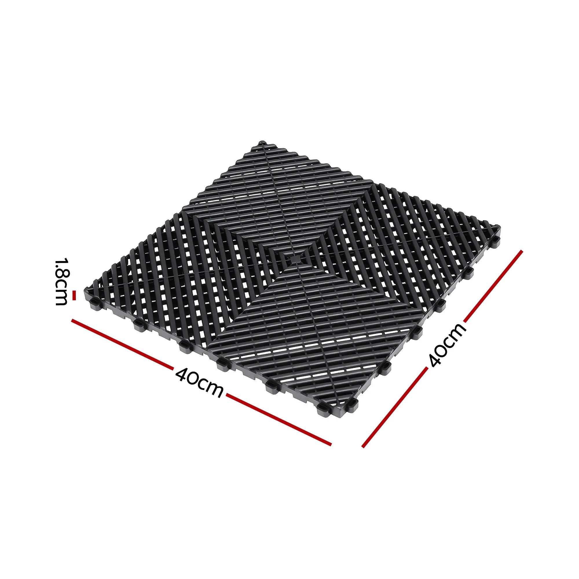 2 Giantz 20PCS Garage Floor Tiles Interlocking Drainage Non-Slip Tiles Heavy Duty for - Black, 2 of 4