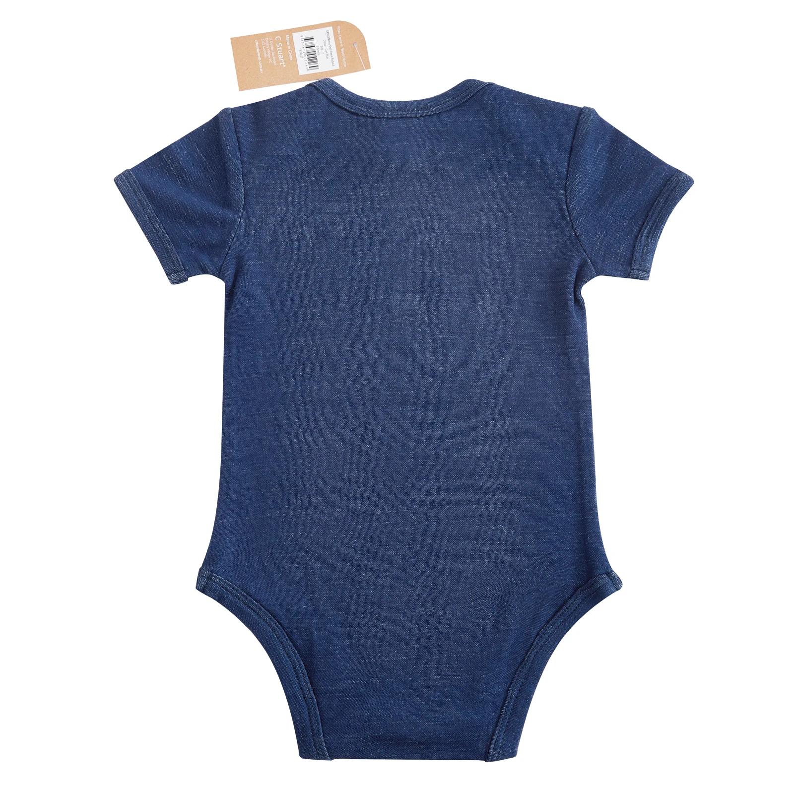 2 Merino Baby Australian Merino Wool Merino Short Sleeve Bodysuit-Navy Marle NAVY MARLE, 2 of 7