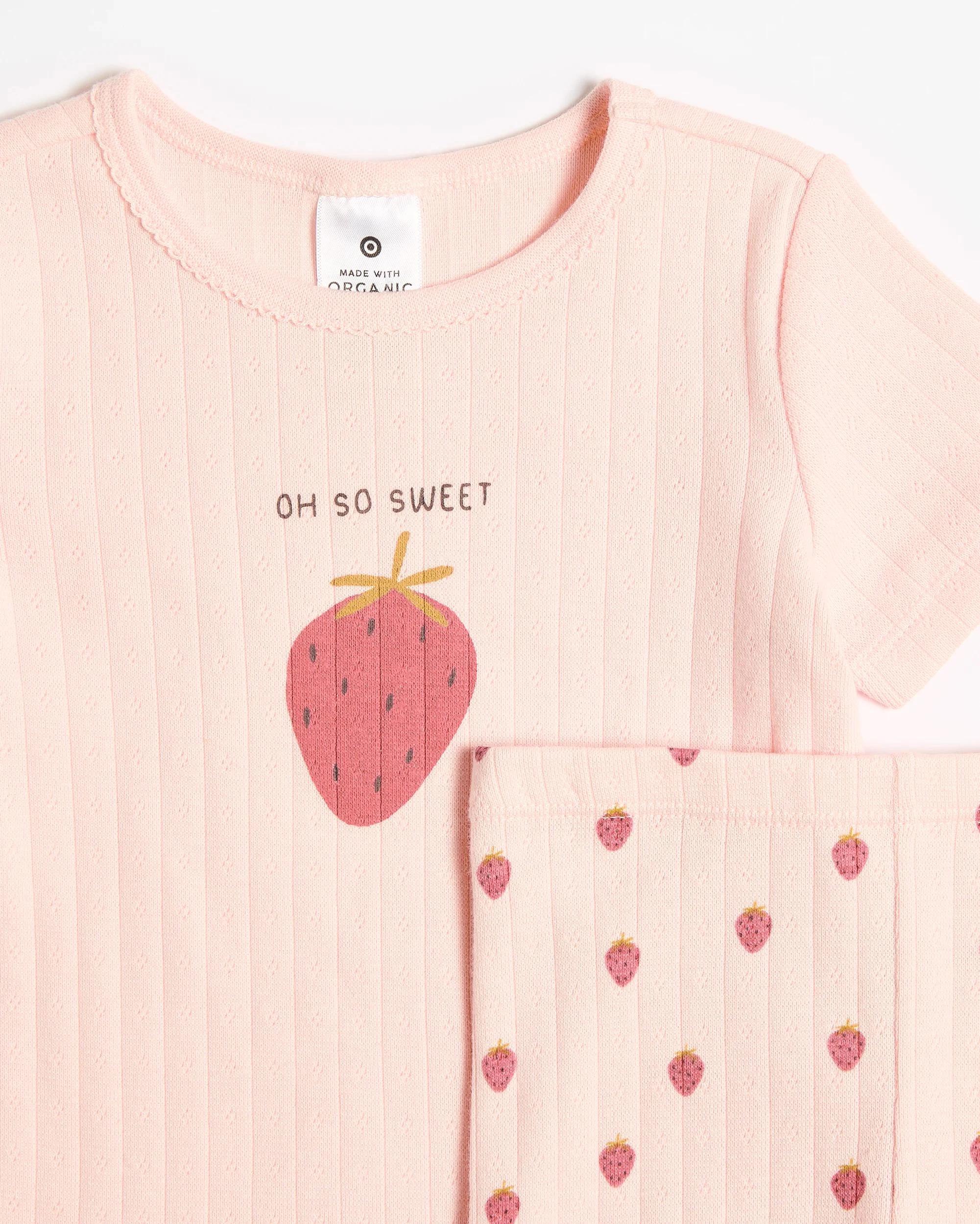 2 Target Baby Baby Girls Pointelle Bodysuit and Leggings 2 Piece Set - Daisy STRAWBERRY PINK, 2 of 3