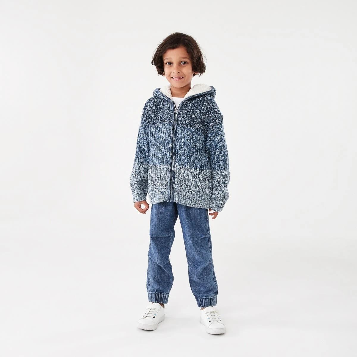 6 Sherpa Knit Hoodie Nvy Twist, 6 of 9