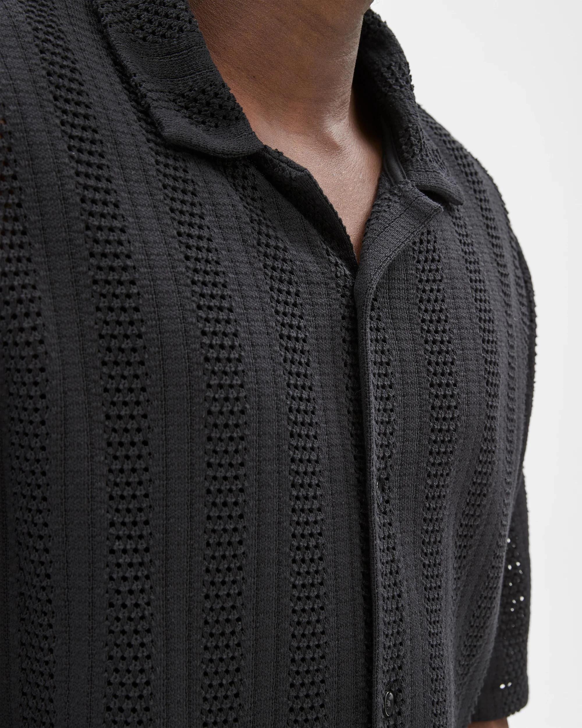 4 Australian Cotton Blend Knit Resort Shirt - Commons BLACK, 4 of 8