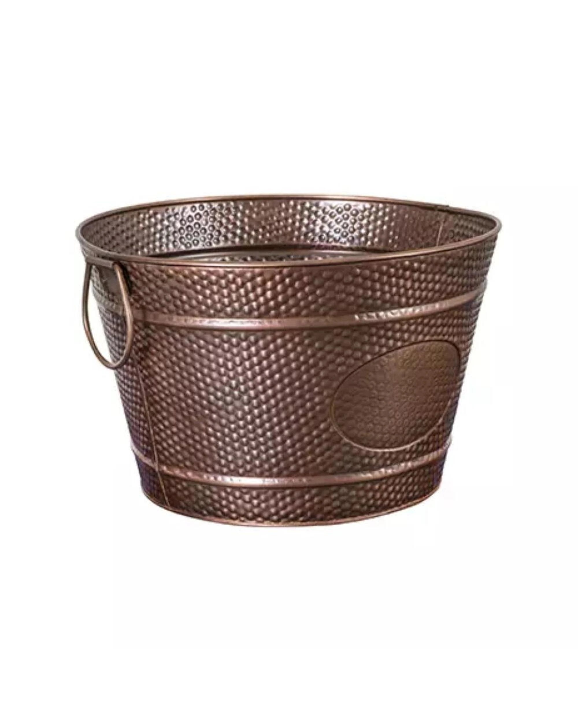 1 Moda Round Beverage Tub Antique Copper with Pebble Pattern 350x220mm, 1 of 3