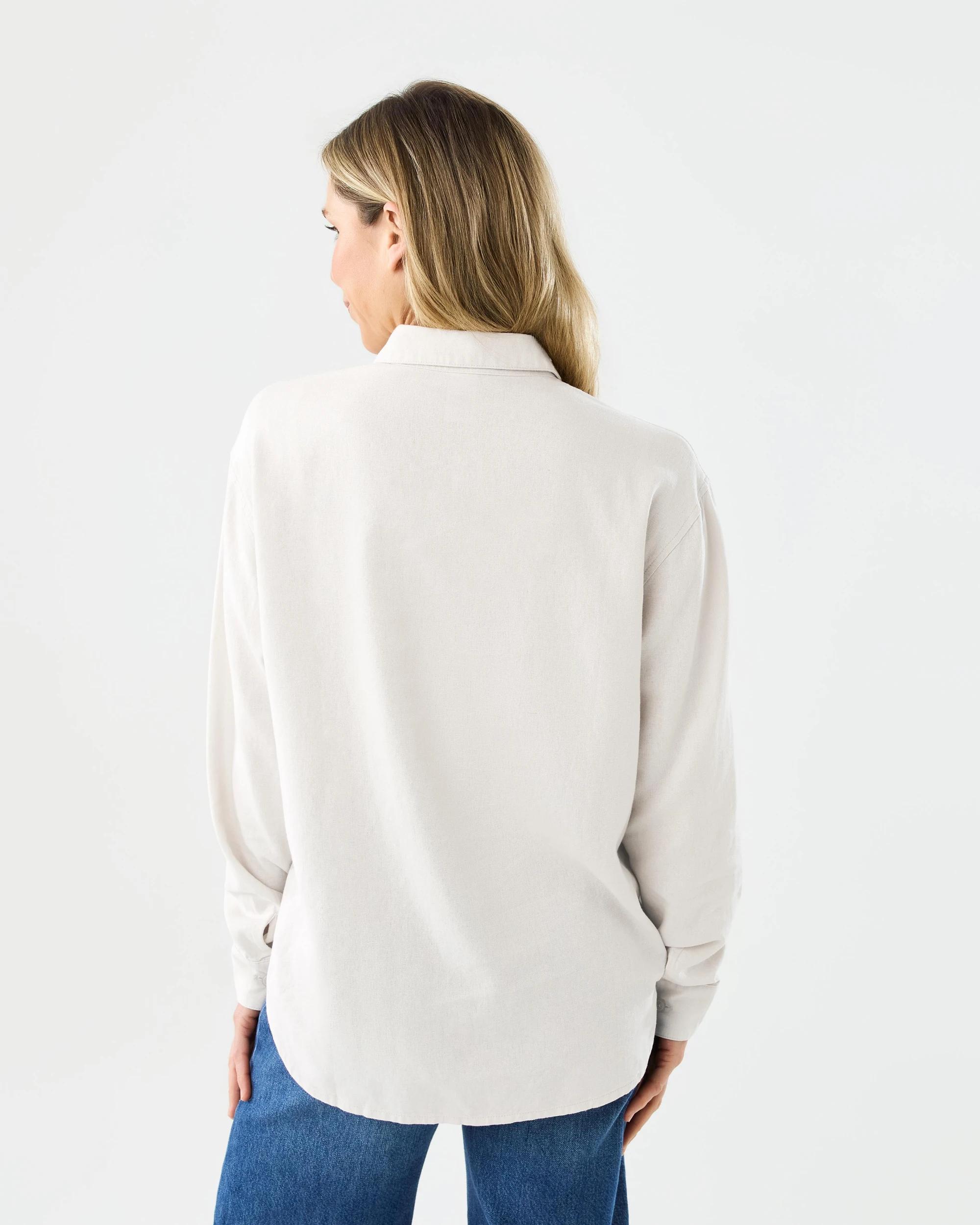 3 Long Sleeve Linen Blend Shirt Nat Beige, 3 of 7