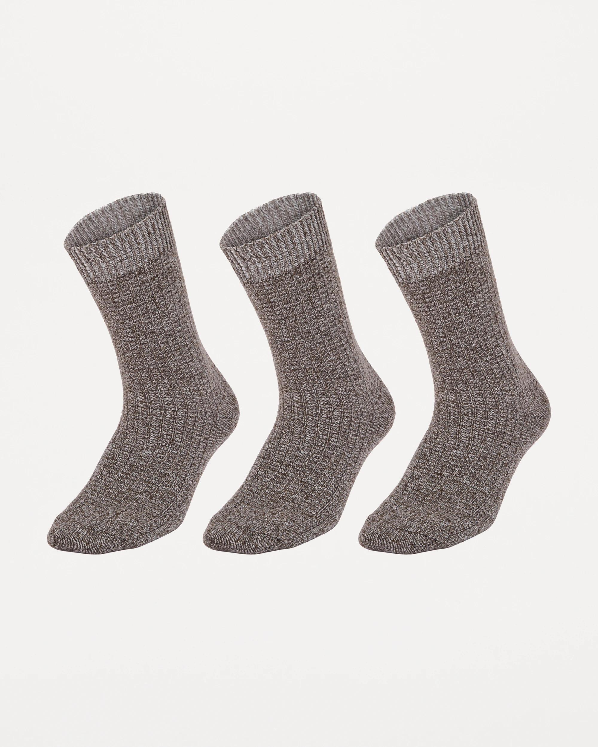 1 3 Pack Chunky Crew Socks Oatmeal, 1 of 3