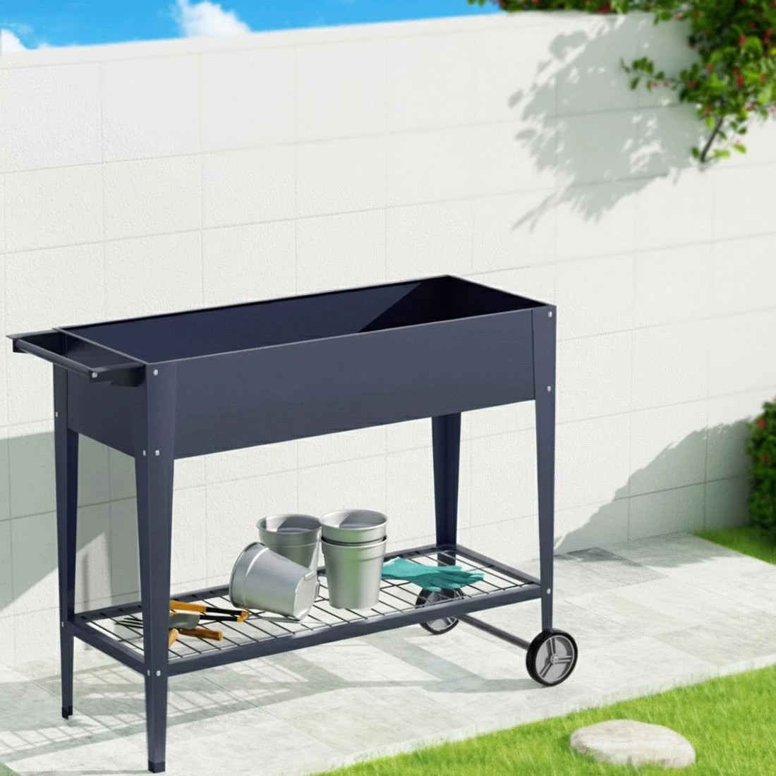 6 Green Fingers Raised Garden Bed x2 Elevated 100X40X80cm Planter Box Raised Container Herb - Grey, 6 of 7