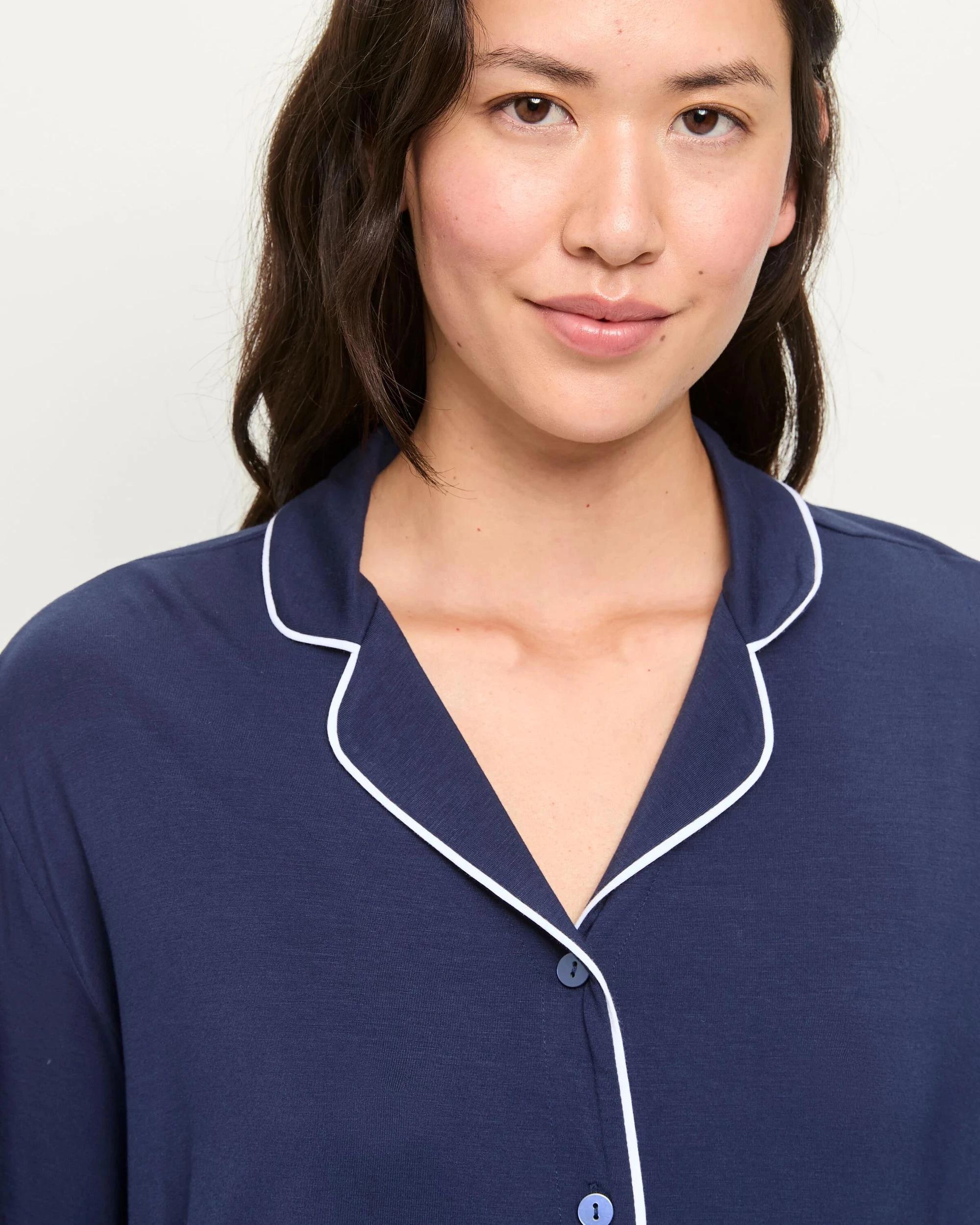 5 Target Woman Soft Comfort Bamboo Long Sleeve Pyjama Set NAVY BLUE, 5 of 5
