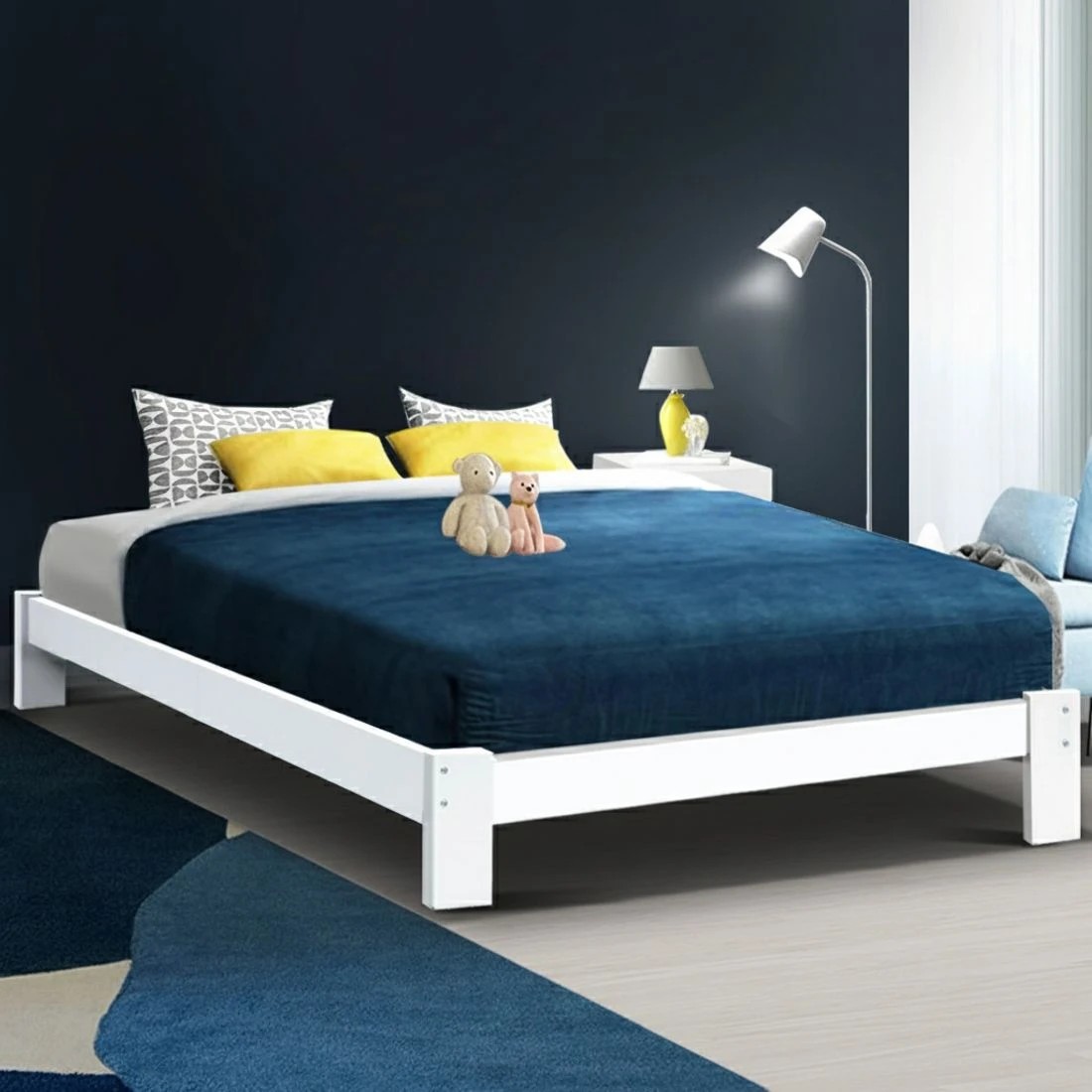 7 Artiss Bed Frame Queen Size Wooden  JADE - White, 7 of 8