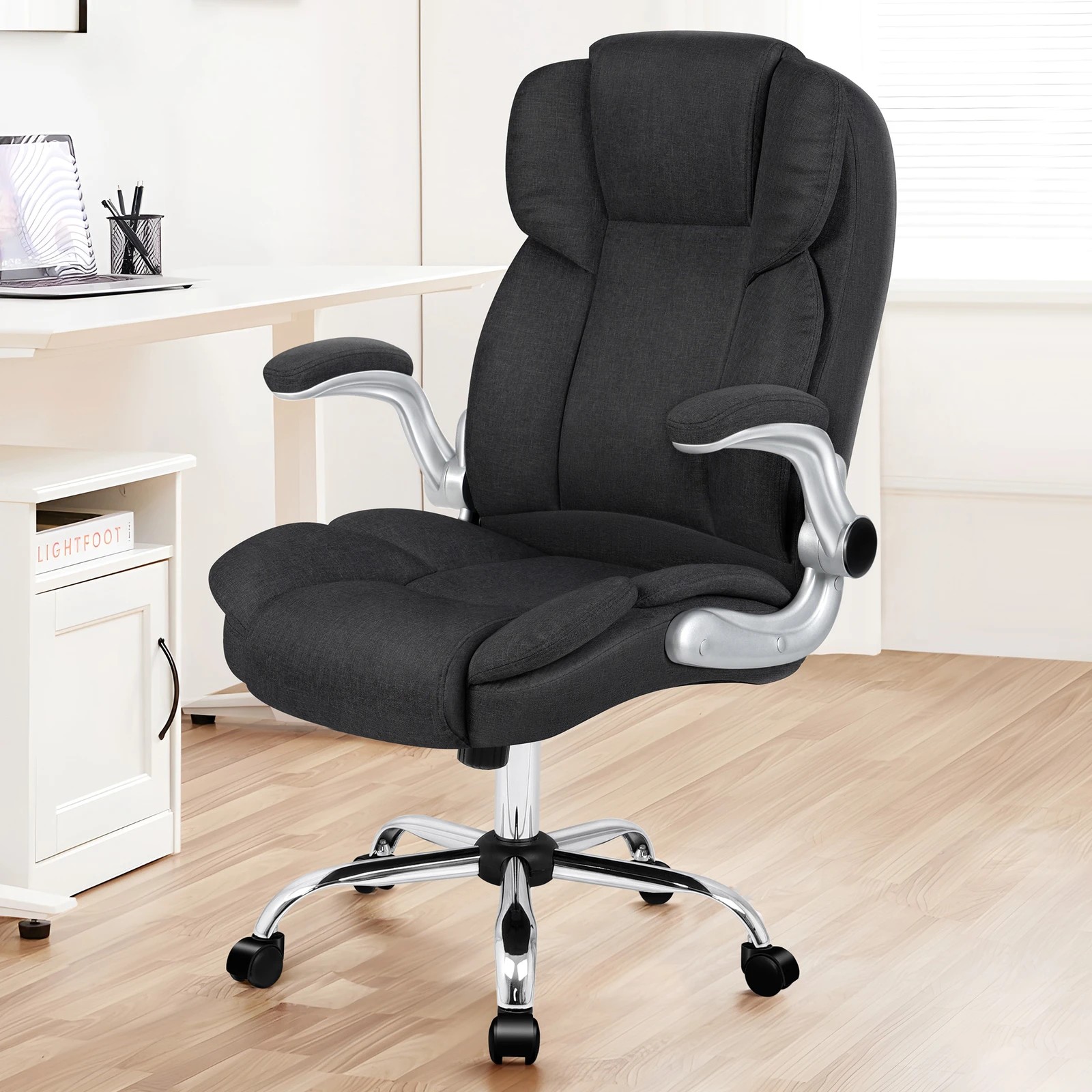 10 Alfordson Office Chair Executive Computer Gaming Racer Fabric Work Seat - Black, 10 of 10
