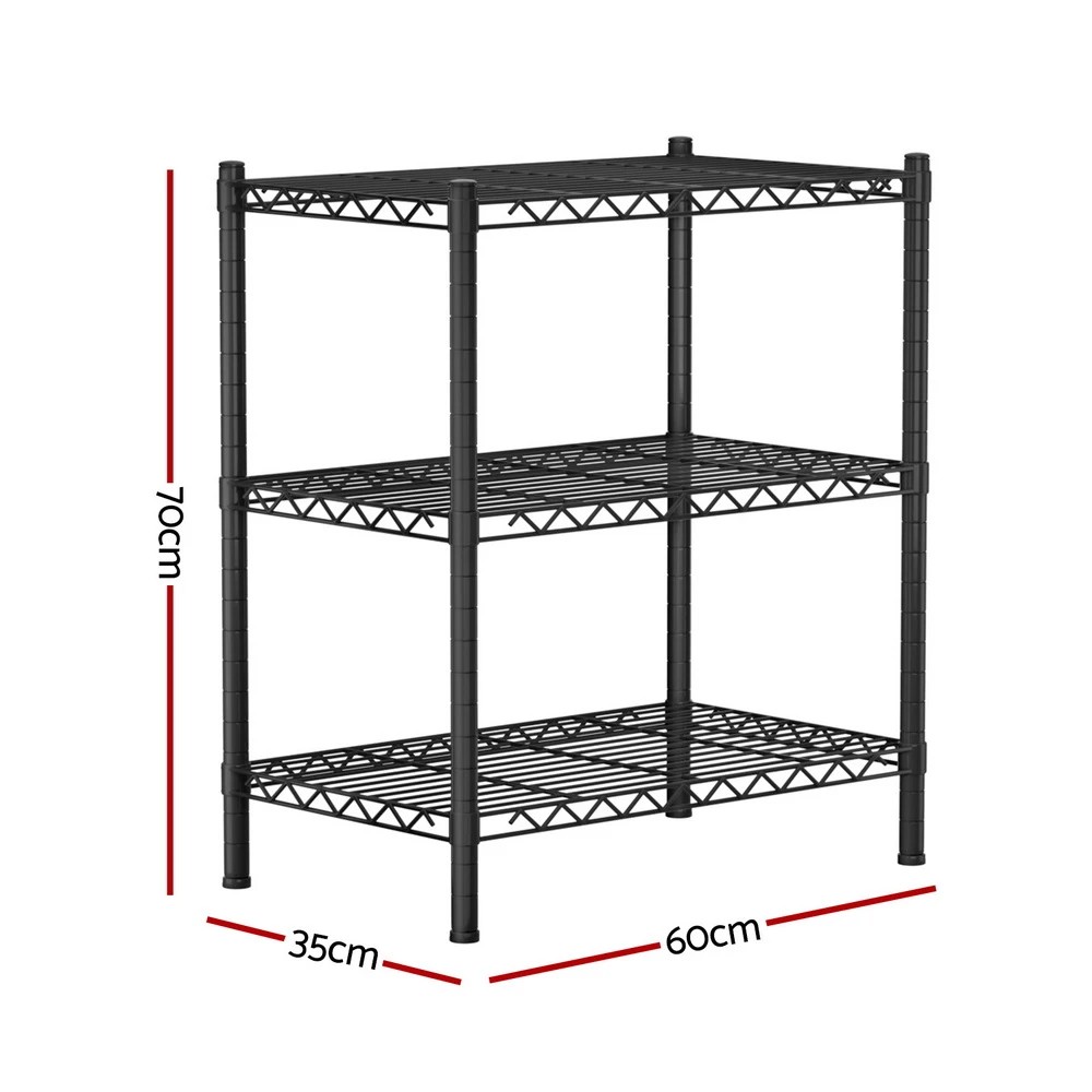 2 Artiss 3-Tier Shelving Unit Adjustable Garage Storage Shelves Kitchen Rack - Black, 2 of 3