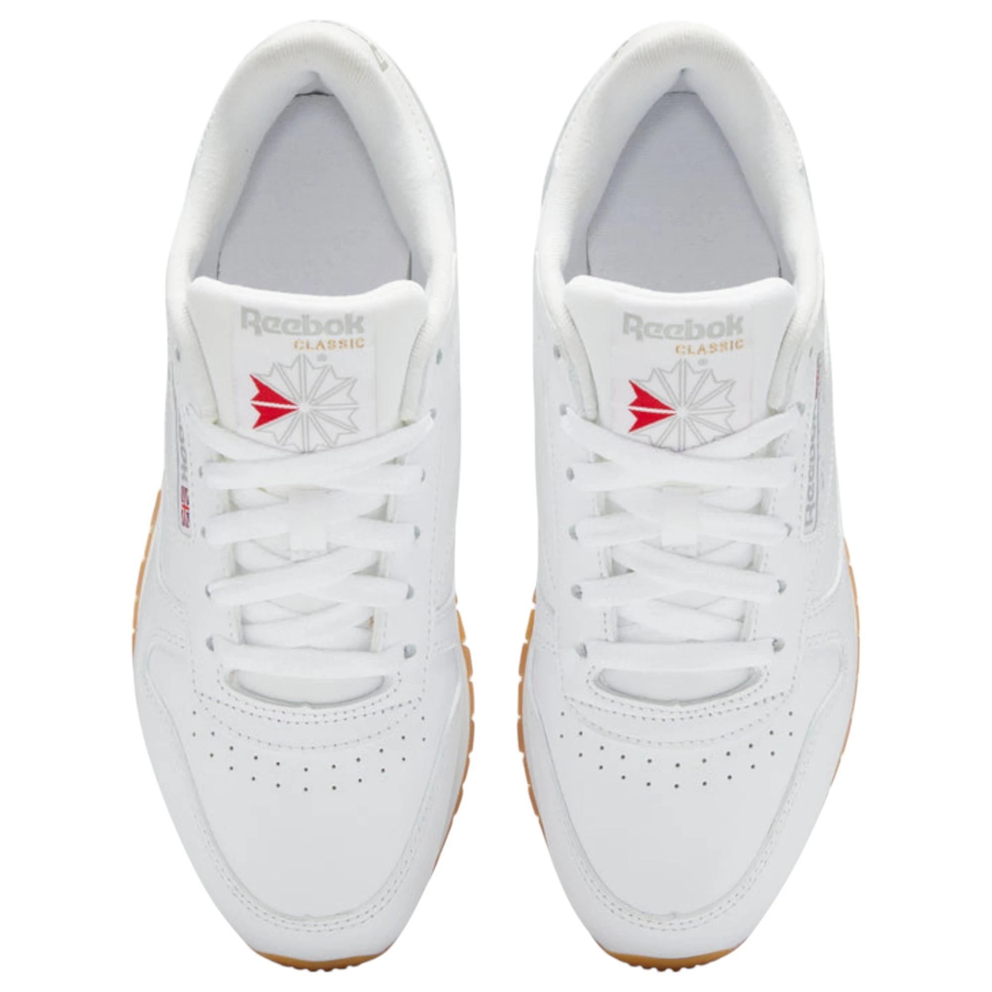 5 Reebok Mens Classic Leather Casual Shoes WHITE/GUM, 5 of 9