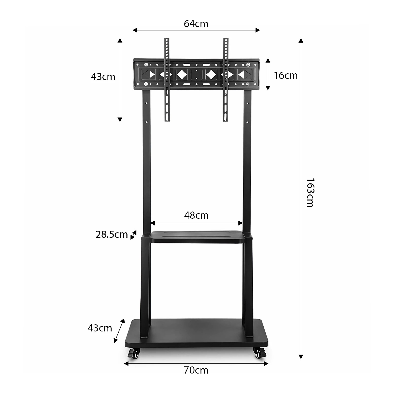4 Ausway Mobile TV Screen Monitor Stand Mount Bracket Floor Trolley 32-75 Inch, 4 of 7