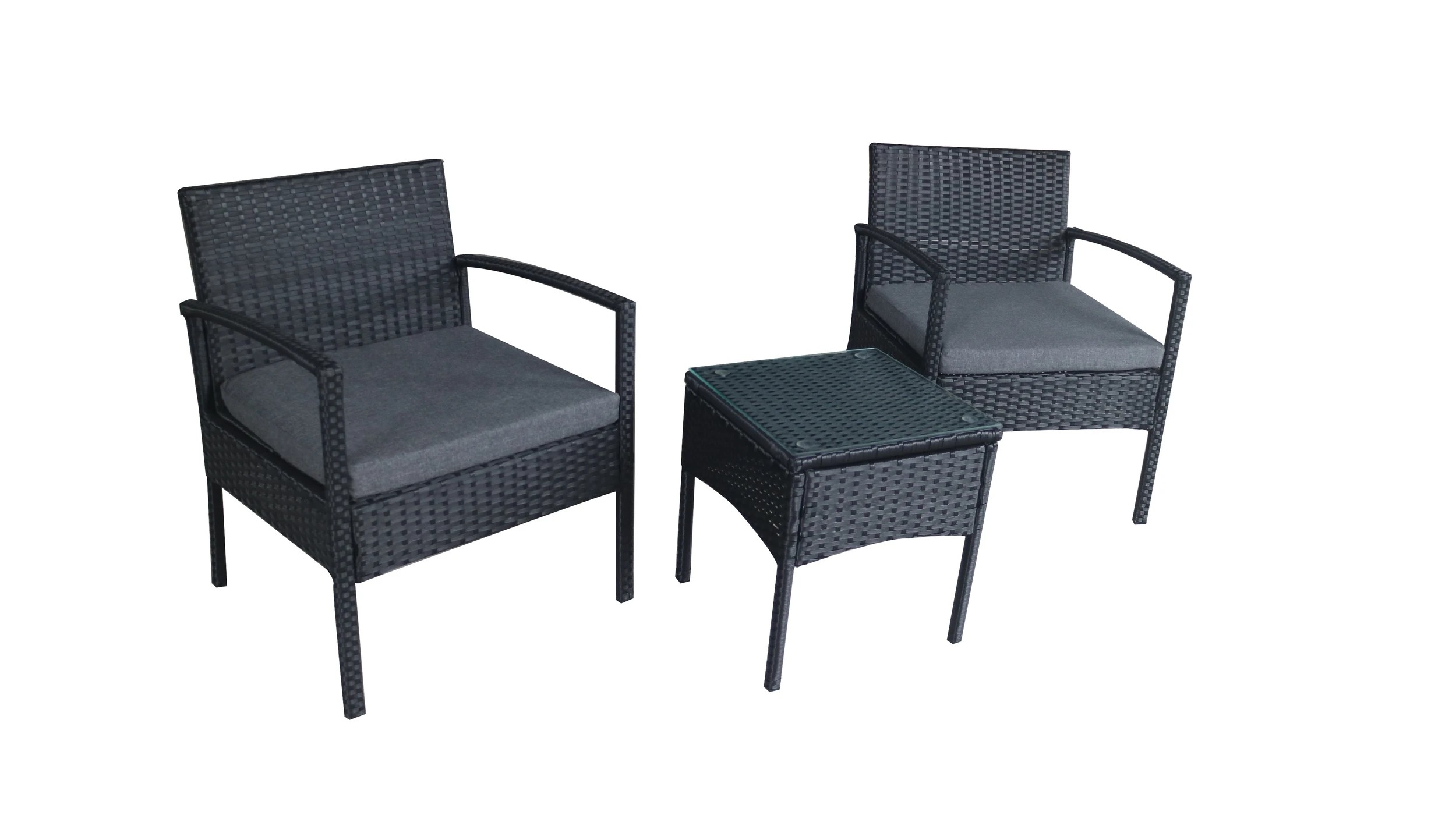 4 Elora 3pc Lounge Set Outdoor Furniture Rattan Wicker Chair Tempered Glass Coffee Table Garden Patio Balcony, 4 of 6