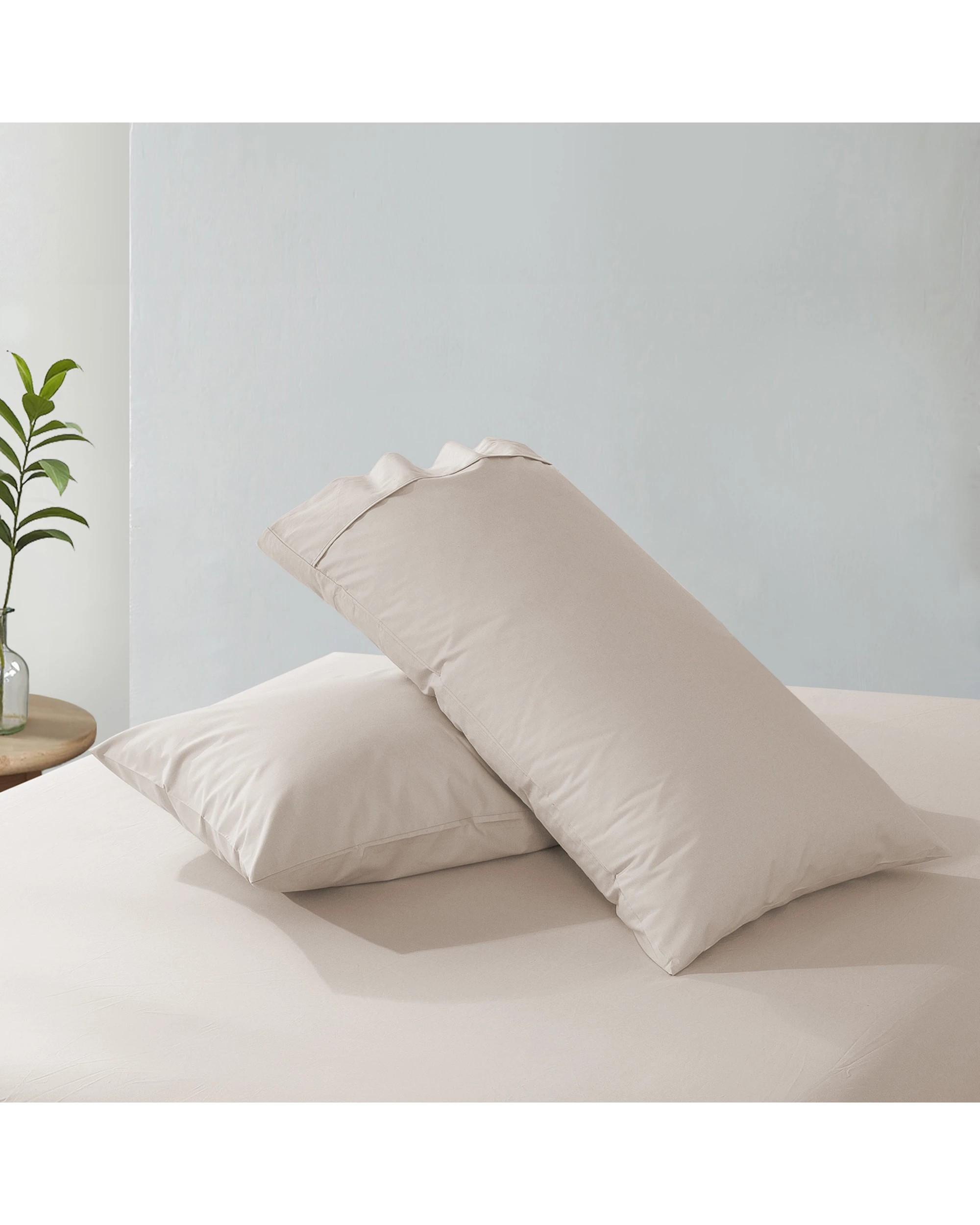 5 Dreamaker 300TC Cotton Percale King Pillowcase Twin Pack - Oat, 5 of 6