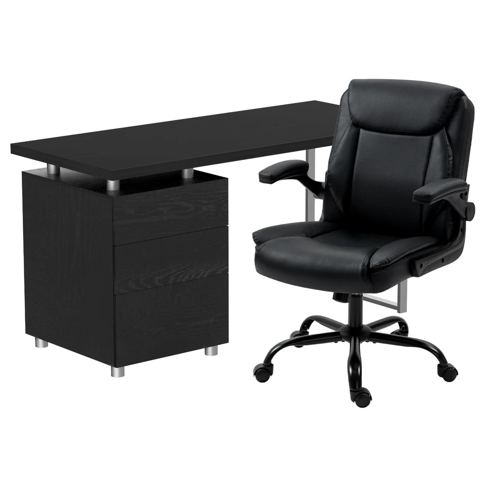 1 Artiss Computer Desk Executive Office Chairs Sets - Black, 1 of 6