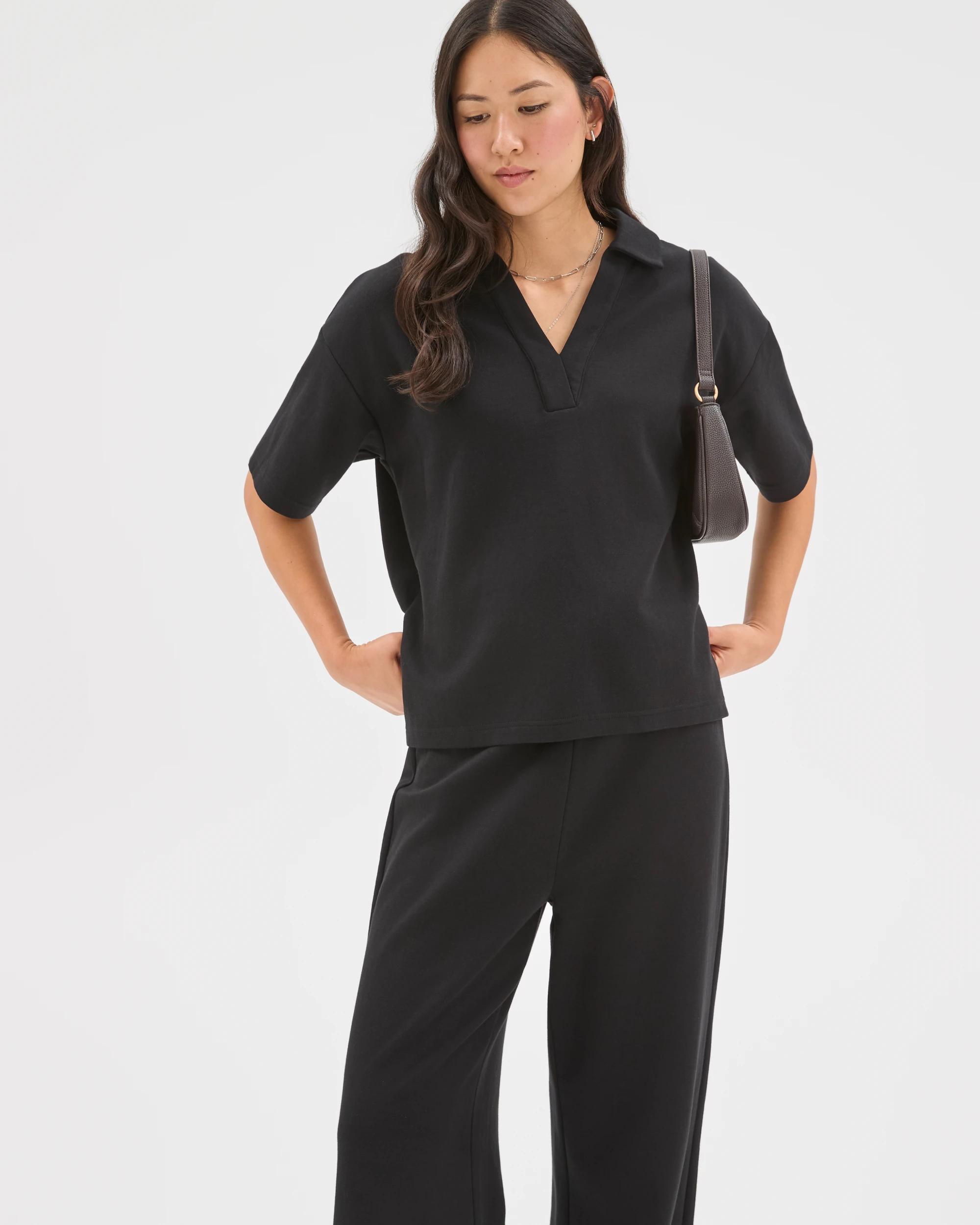 3 Target Woman Australian Cotton Blend Wide Leg Interlock Pants BLACK, 3 of 7