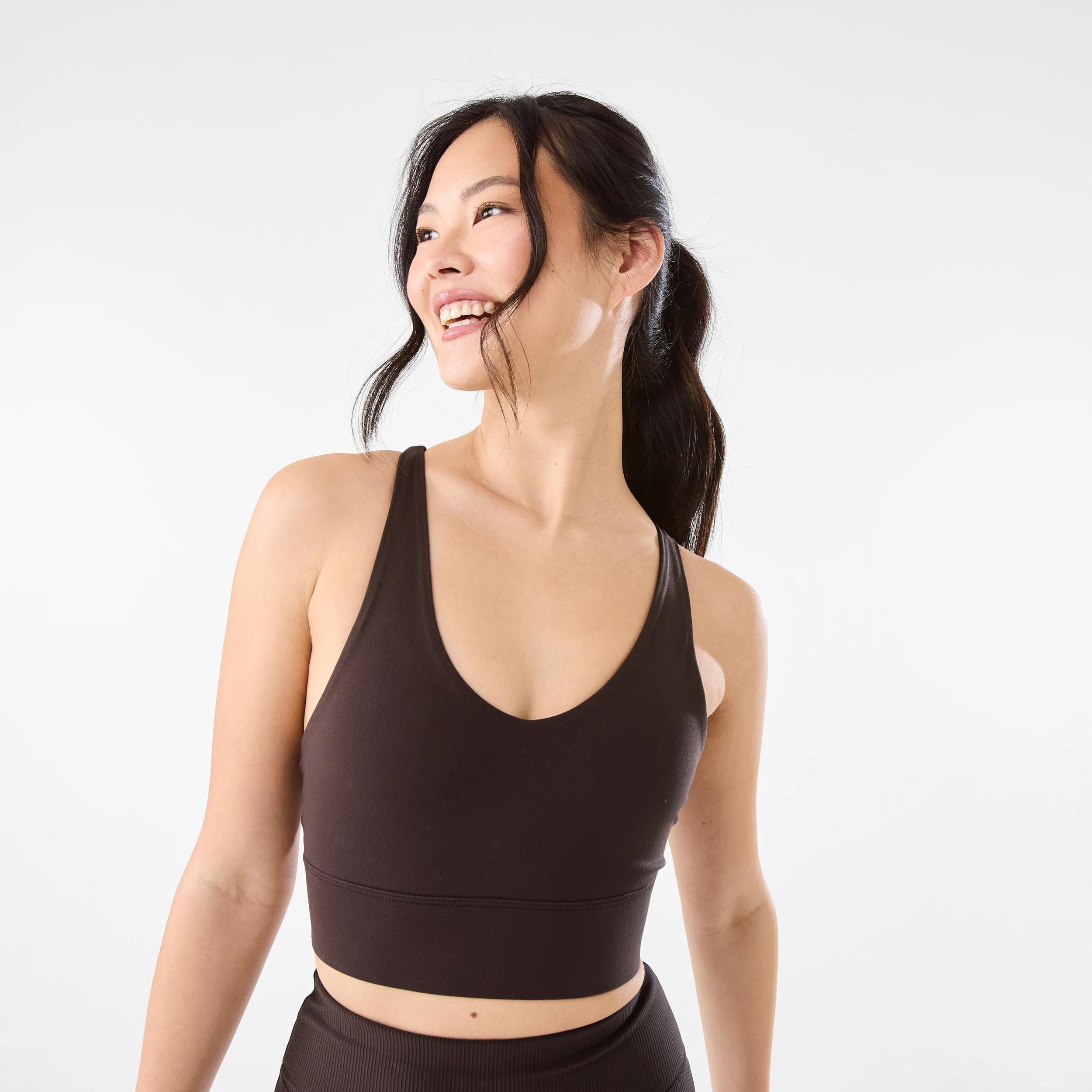 1 Active Womens Ultrasoft Strappy Crop Top TUSCAN BROWN, 1 of 9