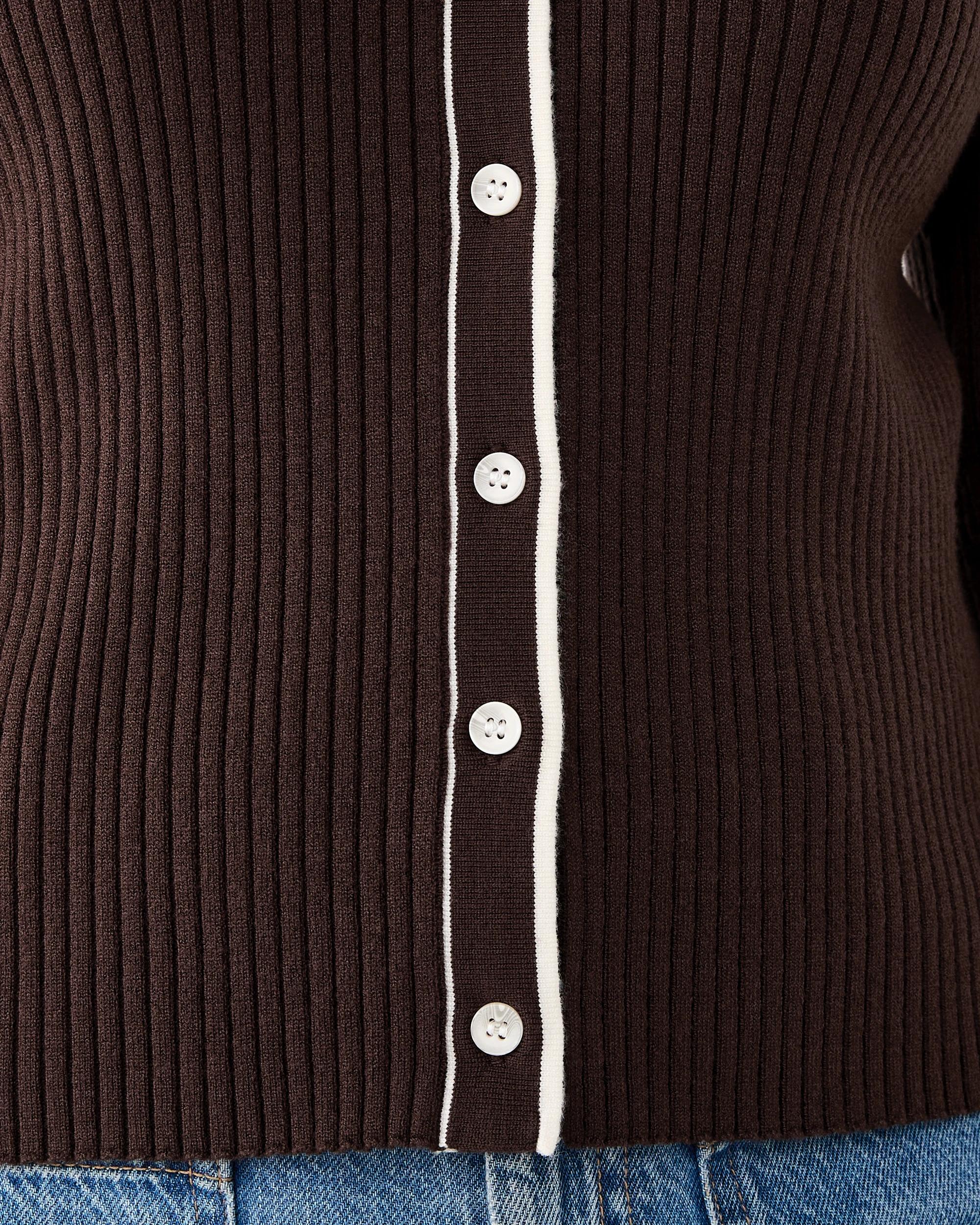 6 Long Sleeve Tipped Polo Top Melt Brown, 6 of 7