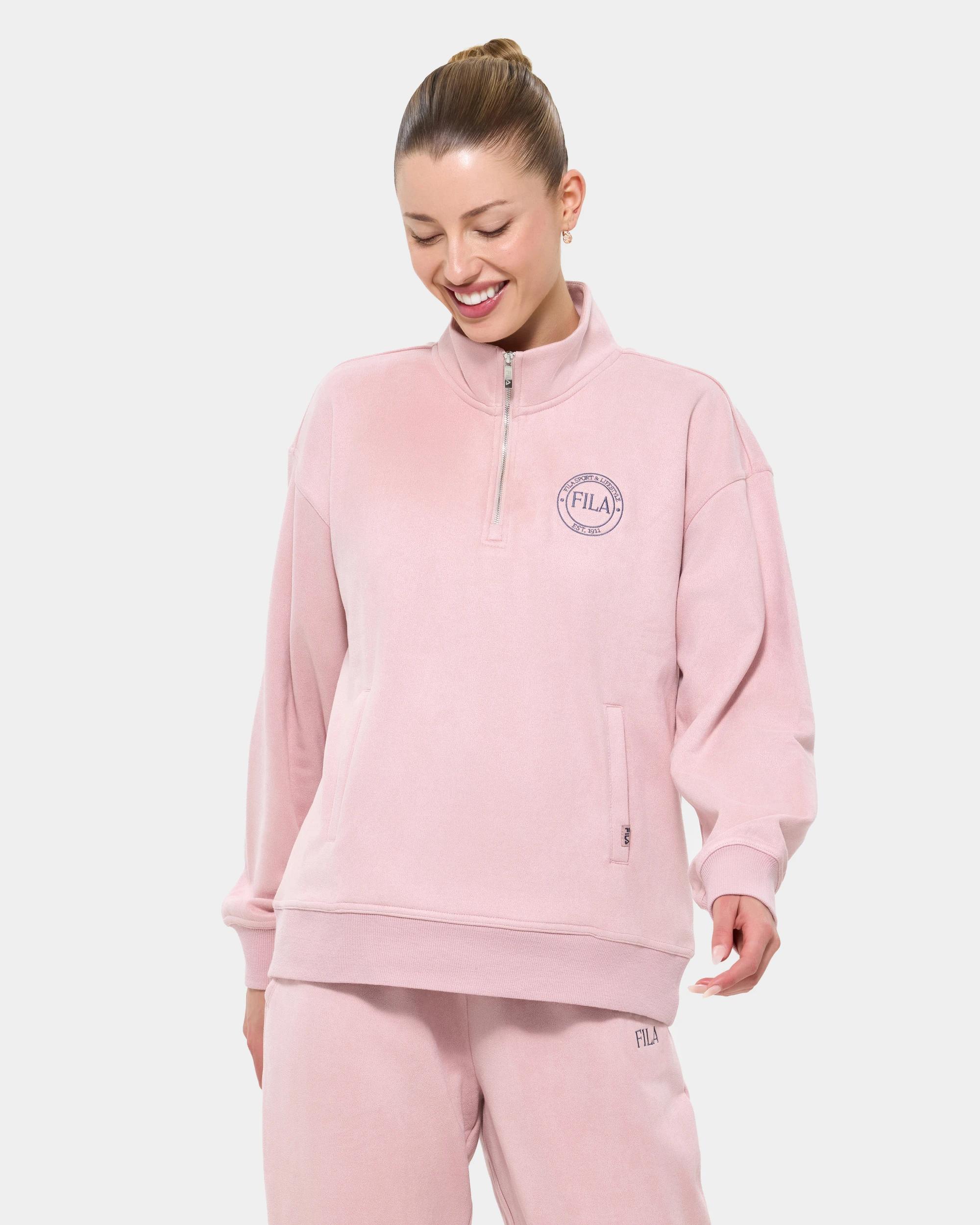 1 Fila Alba Quarter Zip Jumper DARK BLUSH, 1 of 7